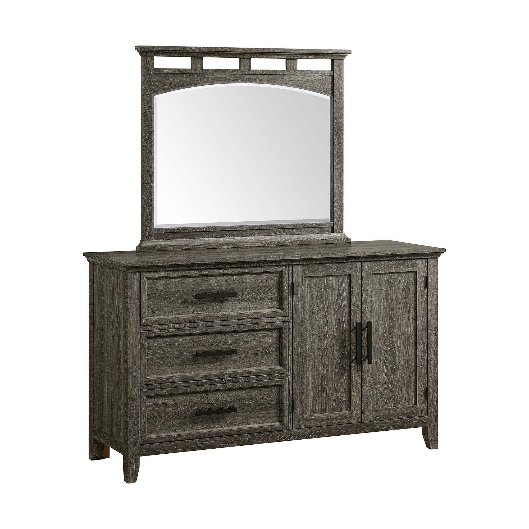Matias Twin Panel Headboard Bed with Mirrored Dresser and Nightstand