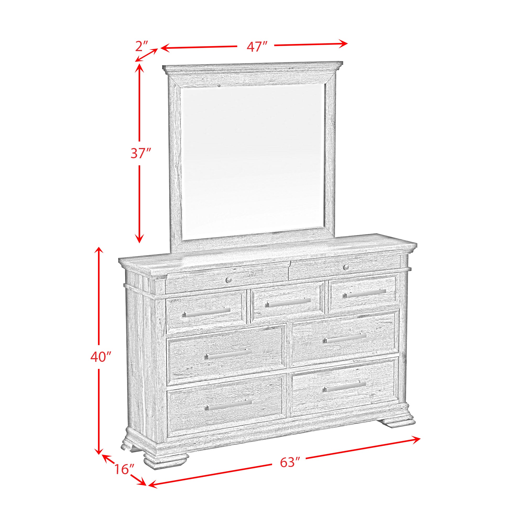 Park Ridge King Panel Bed with Mirrored Dresser