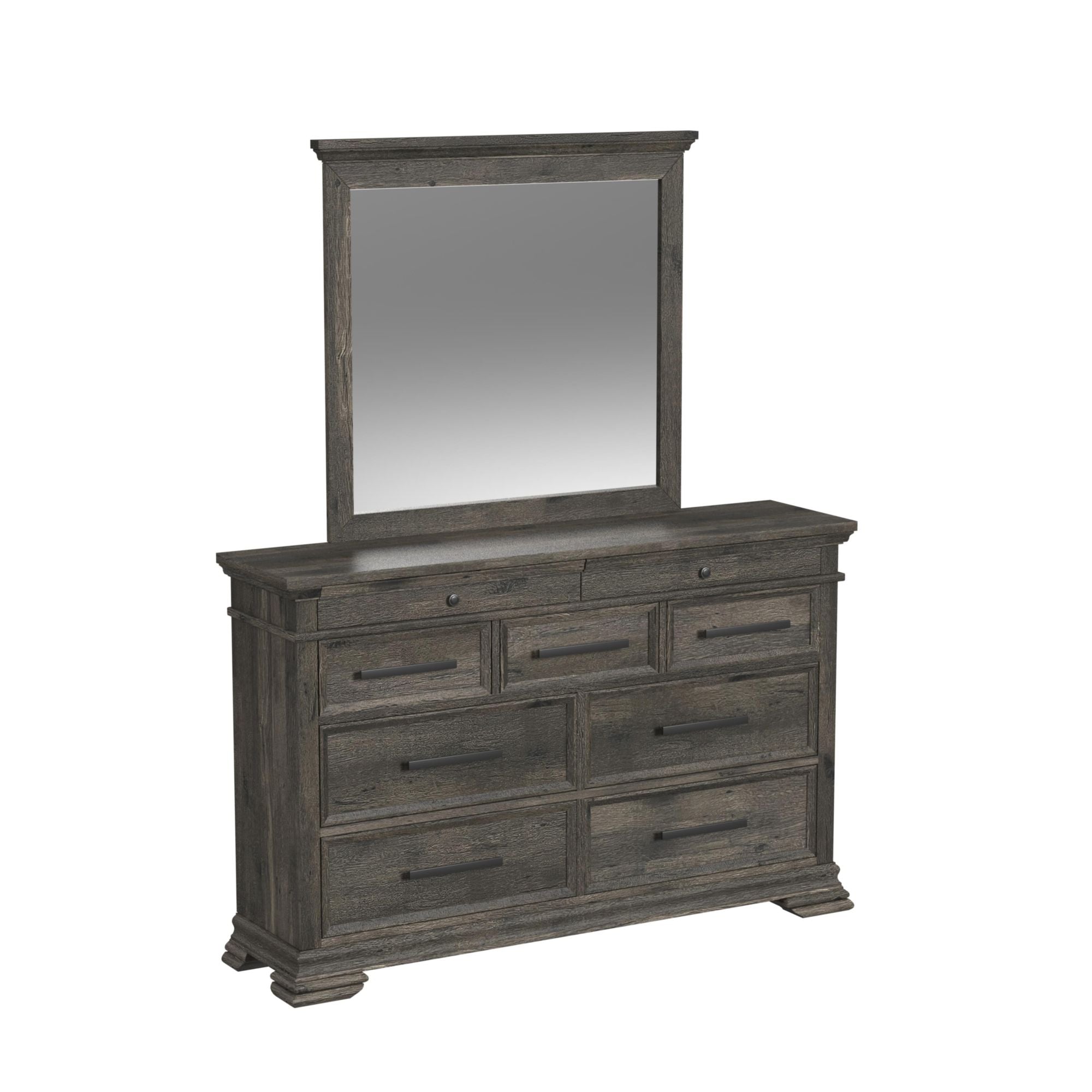 Park Ridge King Panel Bed with Mirrored Dresser