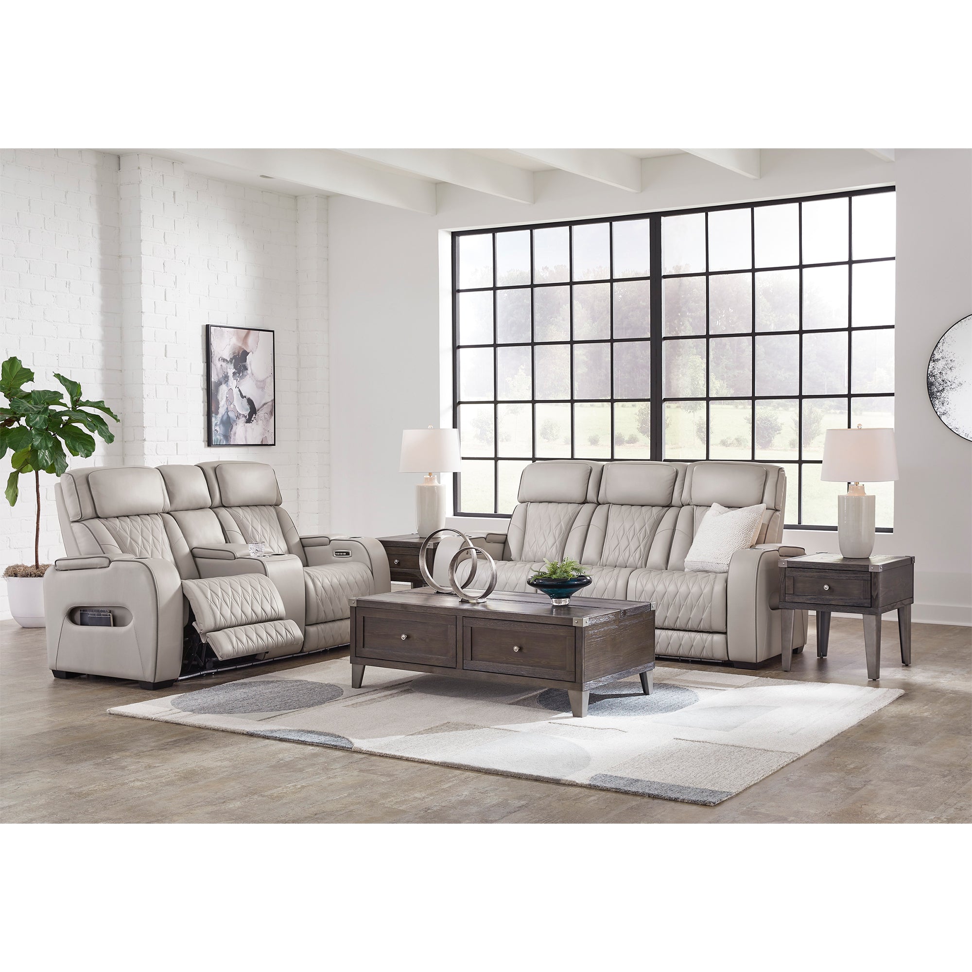 Boyington Triple Power Leather Sofa and Loveseat Set with Massage