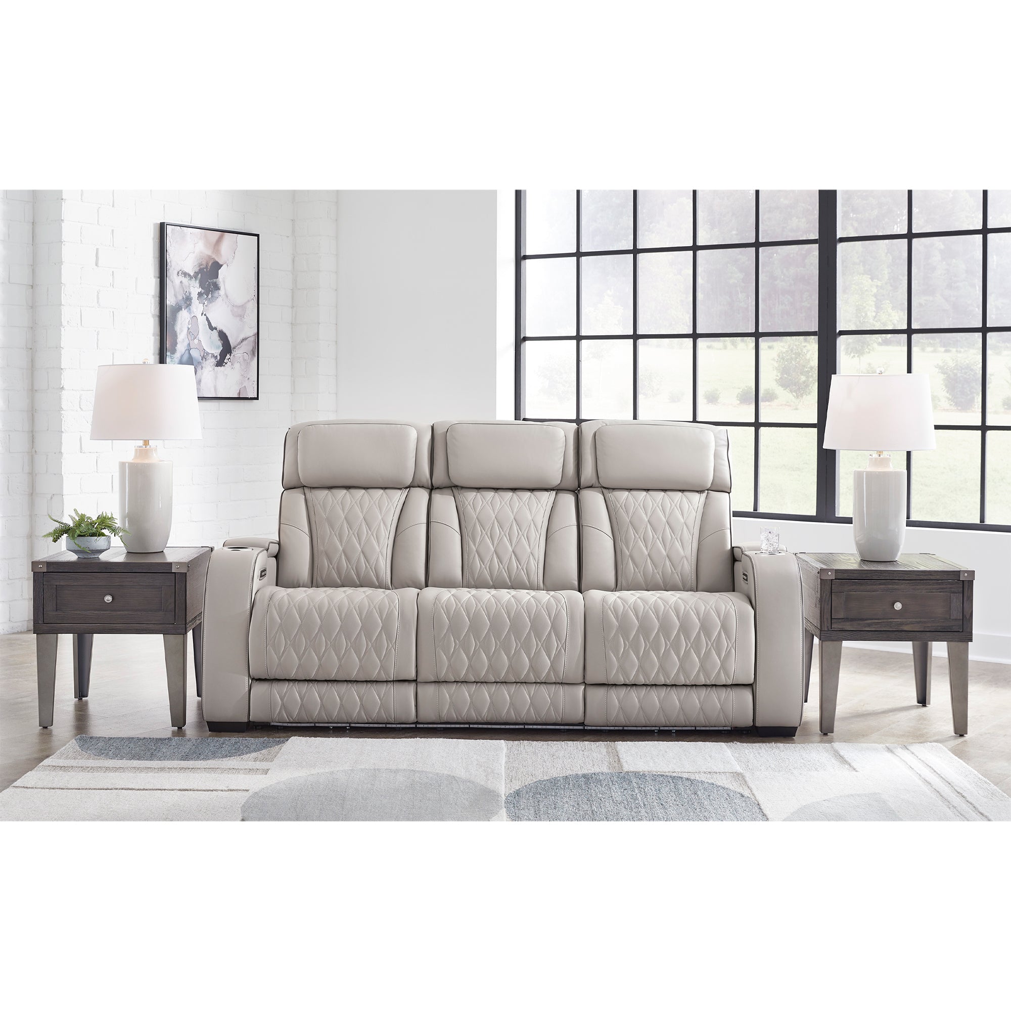 Boyington Triple Power Leather Sofa and Loveseat Set with Massage