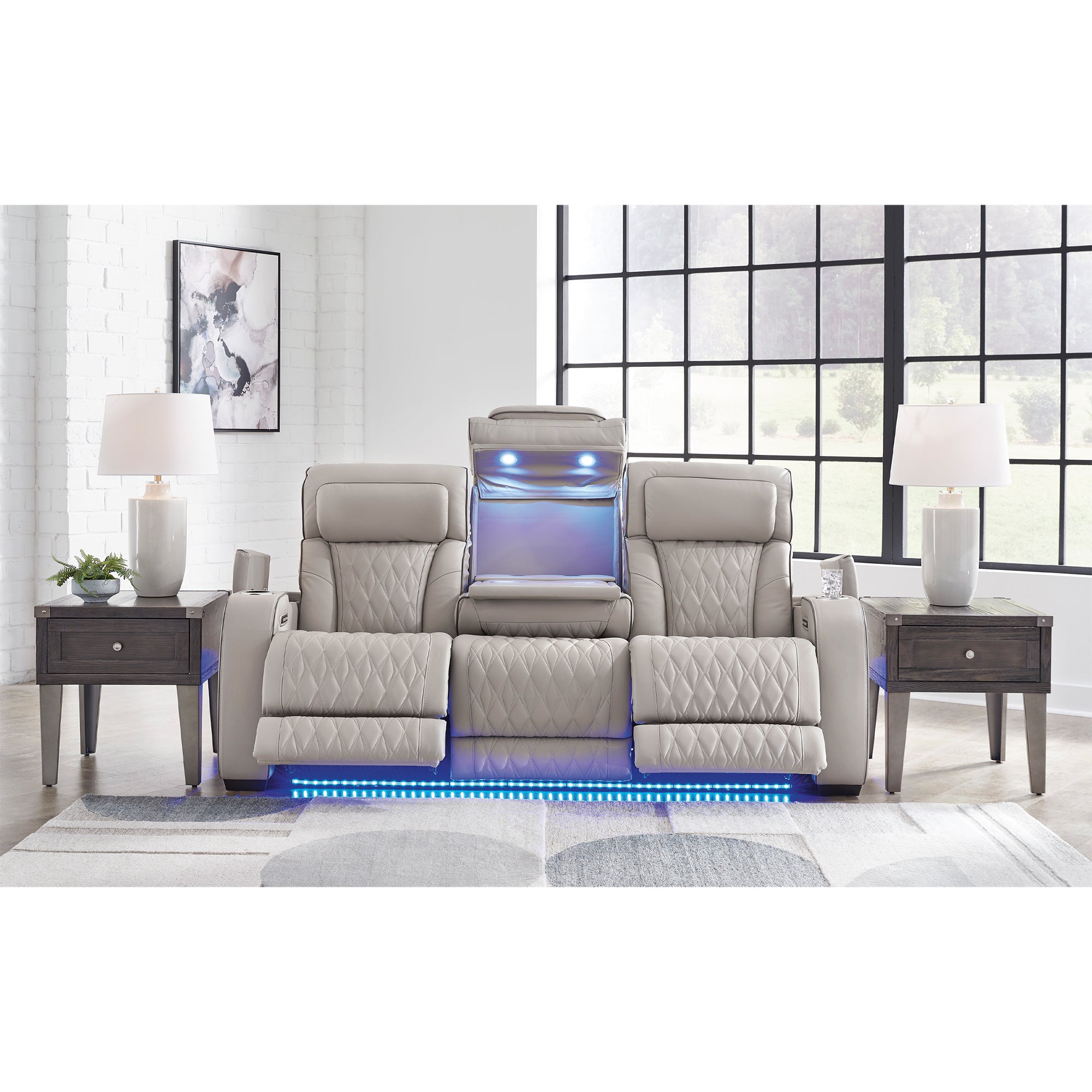 Boyington Triple Power Leather Sofa and Loveseat Set with Massage