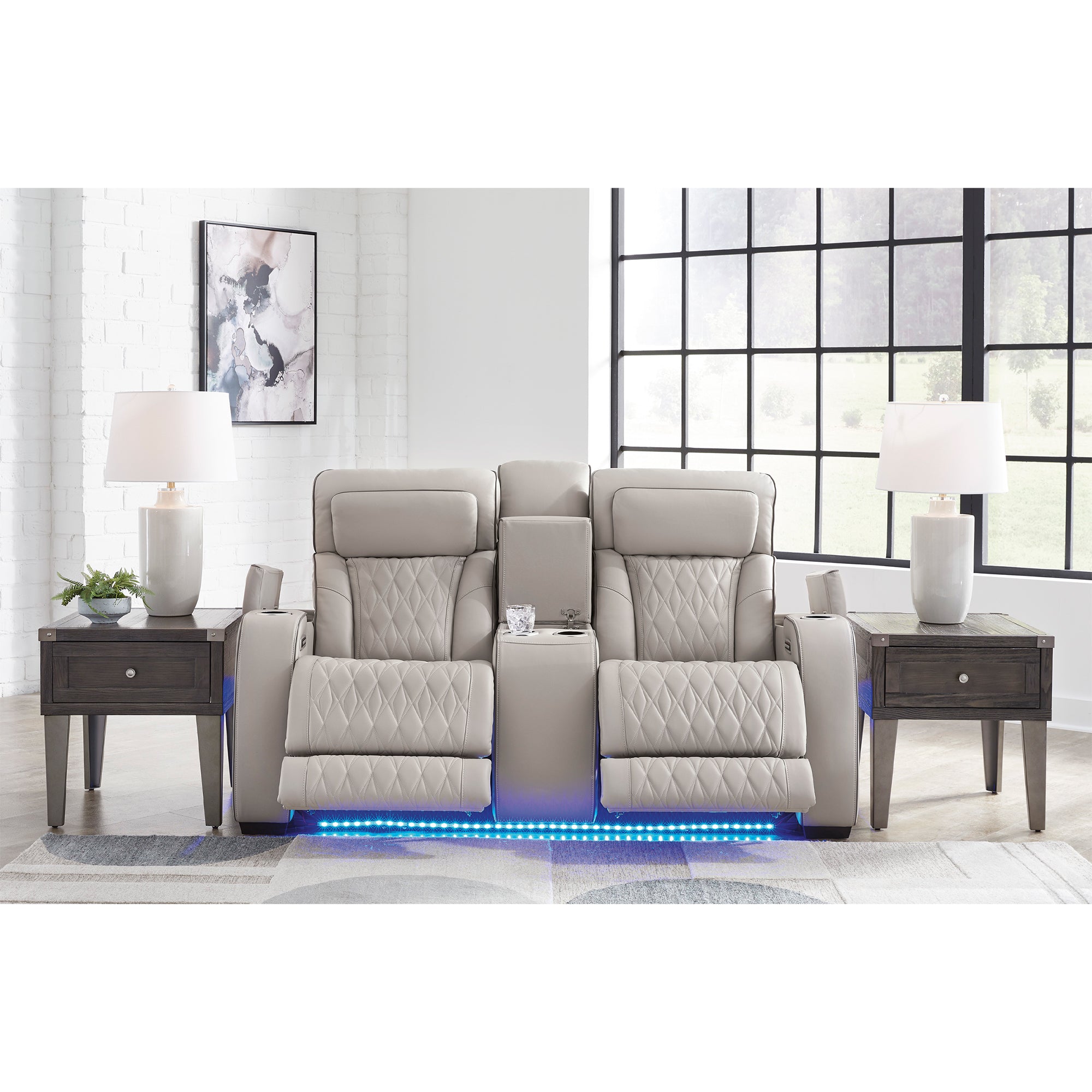 Boyington Triple Power Leather Sofa and Loveseat Set with Massage