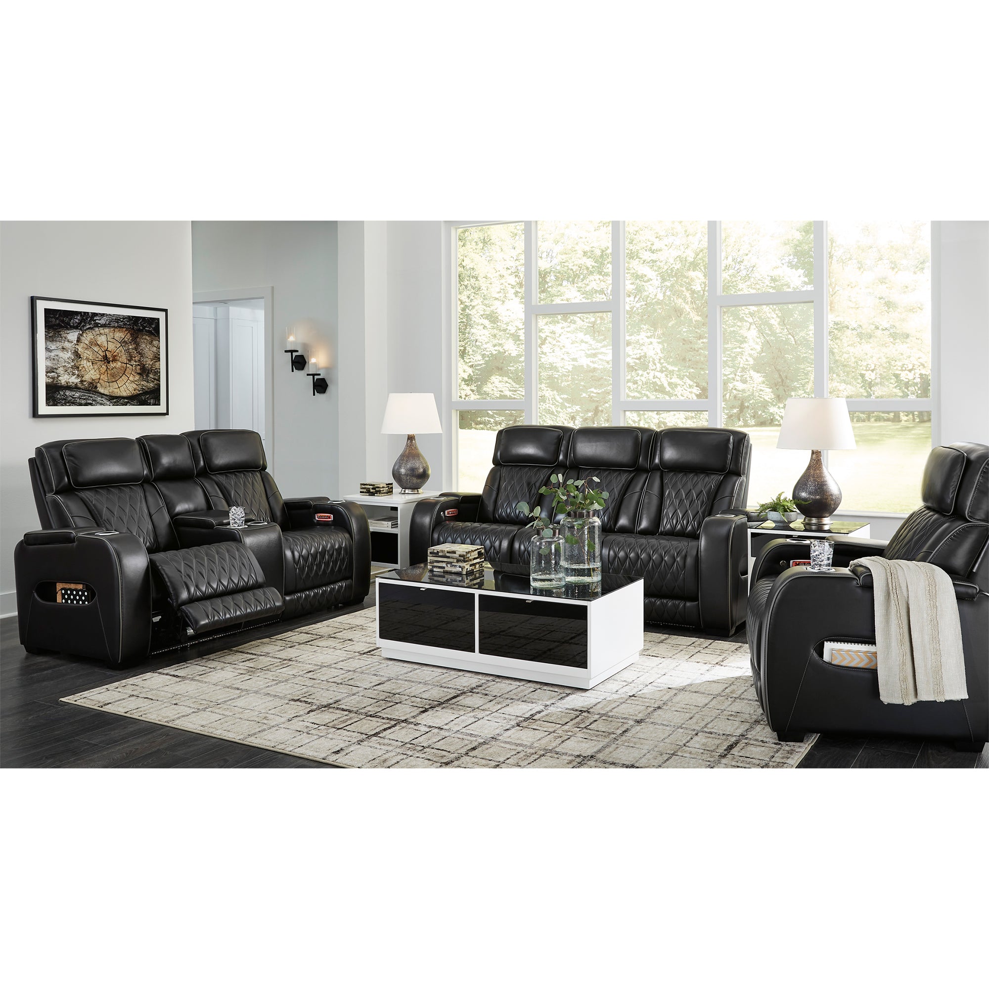 Boyington Triple Power Leather Sofa and Loveseat Set with Massage