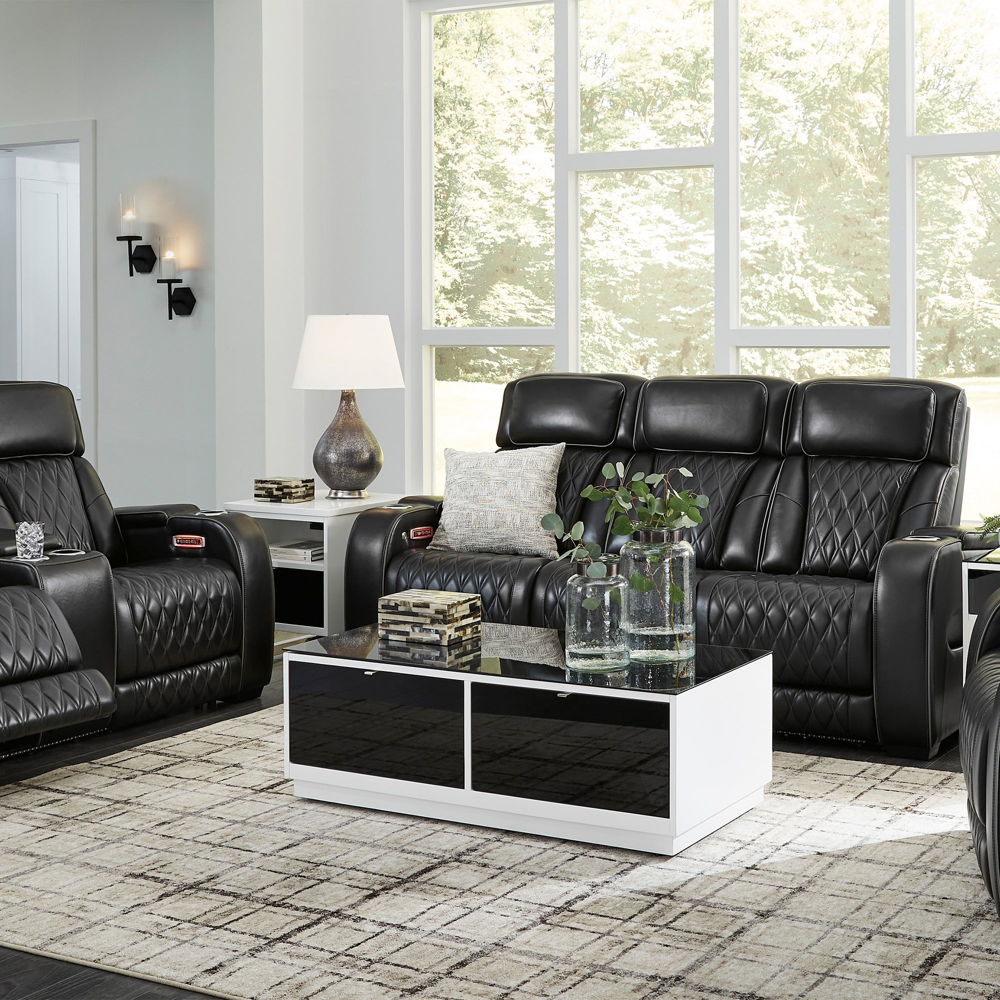 Boyington Triple Power Leather Sofa and Loveseat Set with Massage