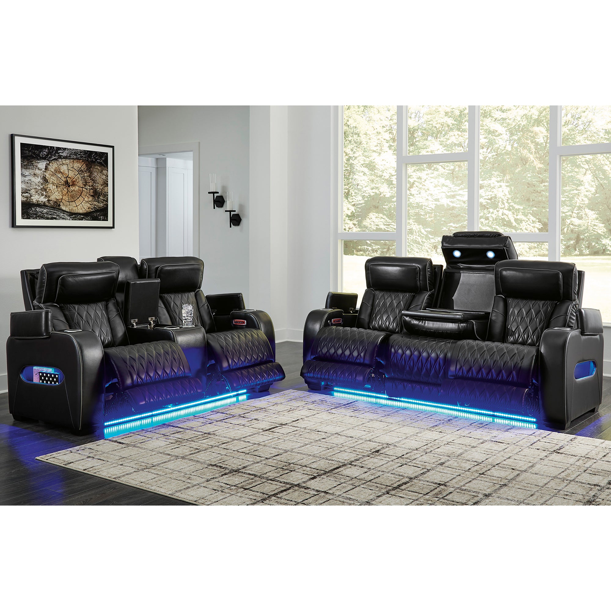 Boyington Triple Power Leather Sofa and Loveseat Set with Massage