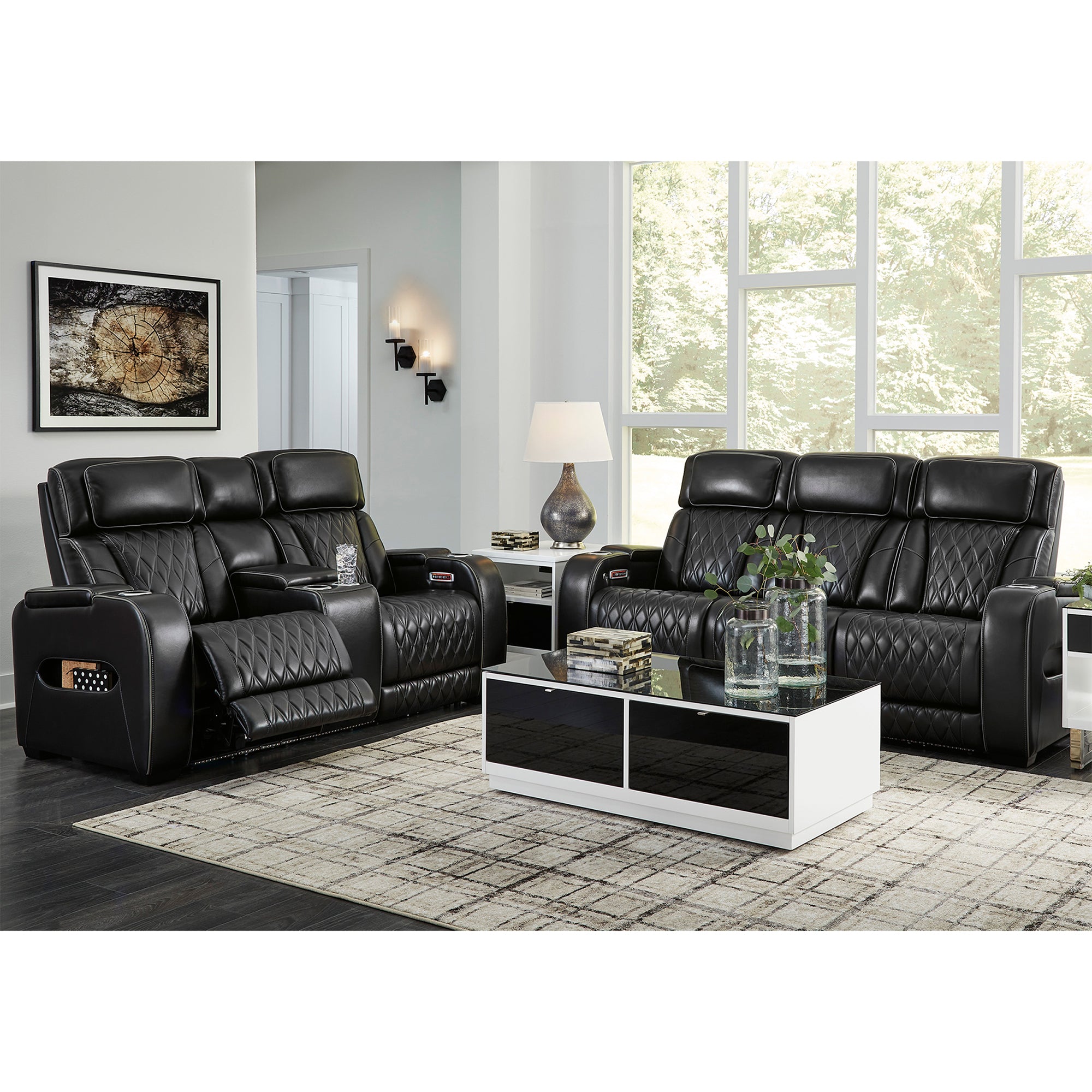 Boyington Triple Power Leather Sofa and Loveseat Set with Massage