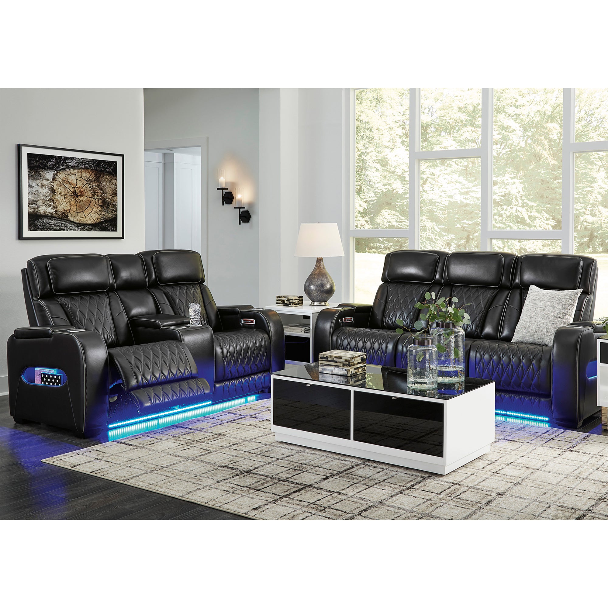 Boyington Triple Power Leather Sofa and Loveseat Set with Massage