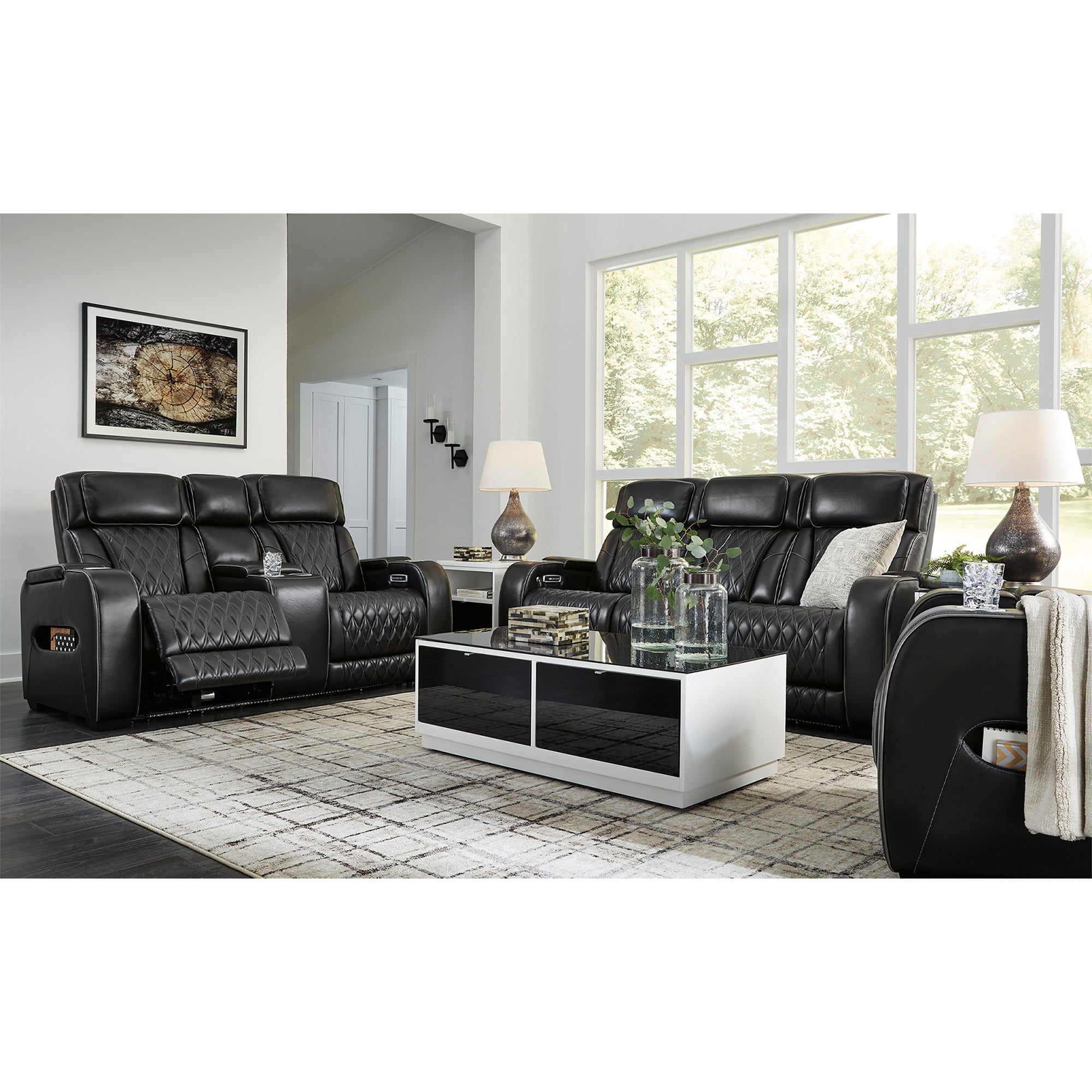 Boyington Triple Power Leather Sofa and Loveseat Set with Massage