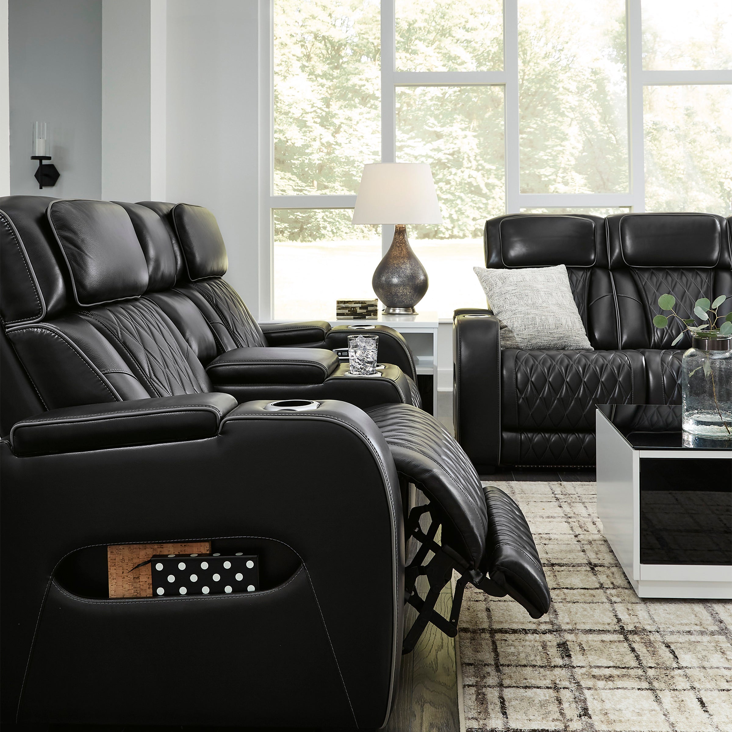 Boyington Triple Power Leather Sofa and Loveseat Set with Massage