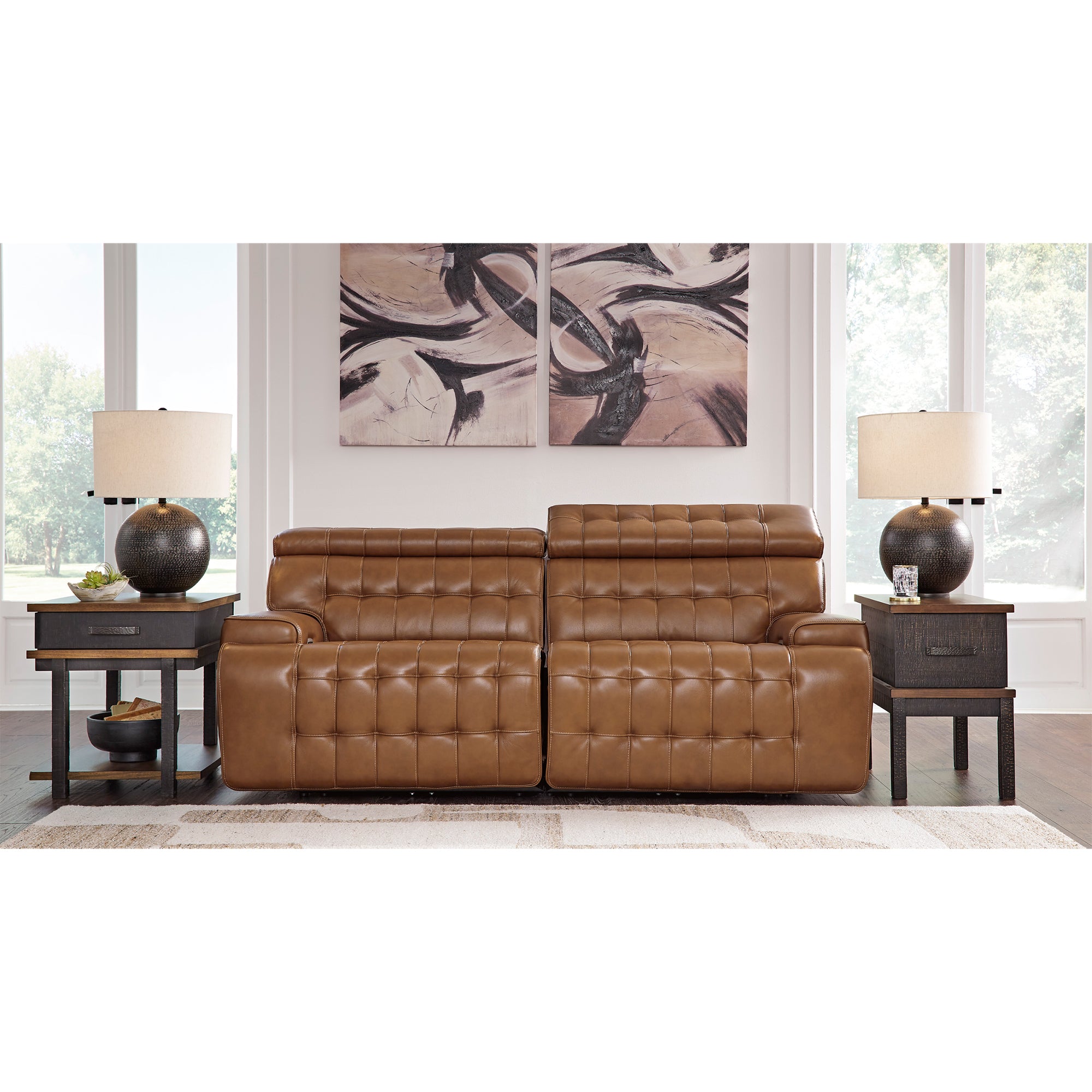 Temmpton Dual Power Leather Reclining Loveseat