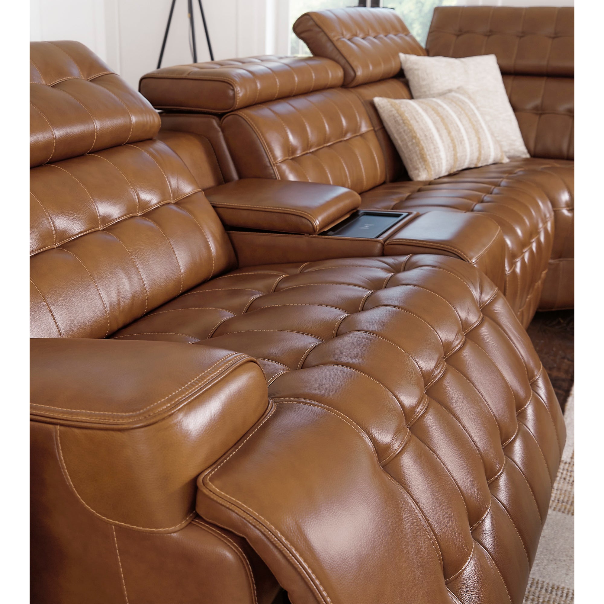 Temmpton Dual Power Leather Reclining Loveseat