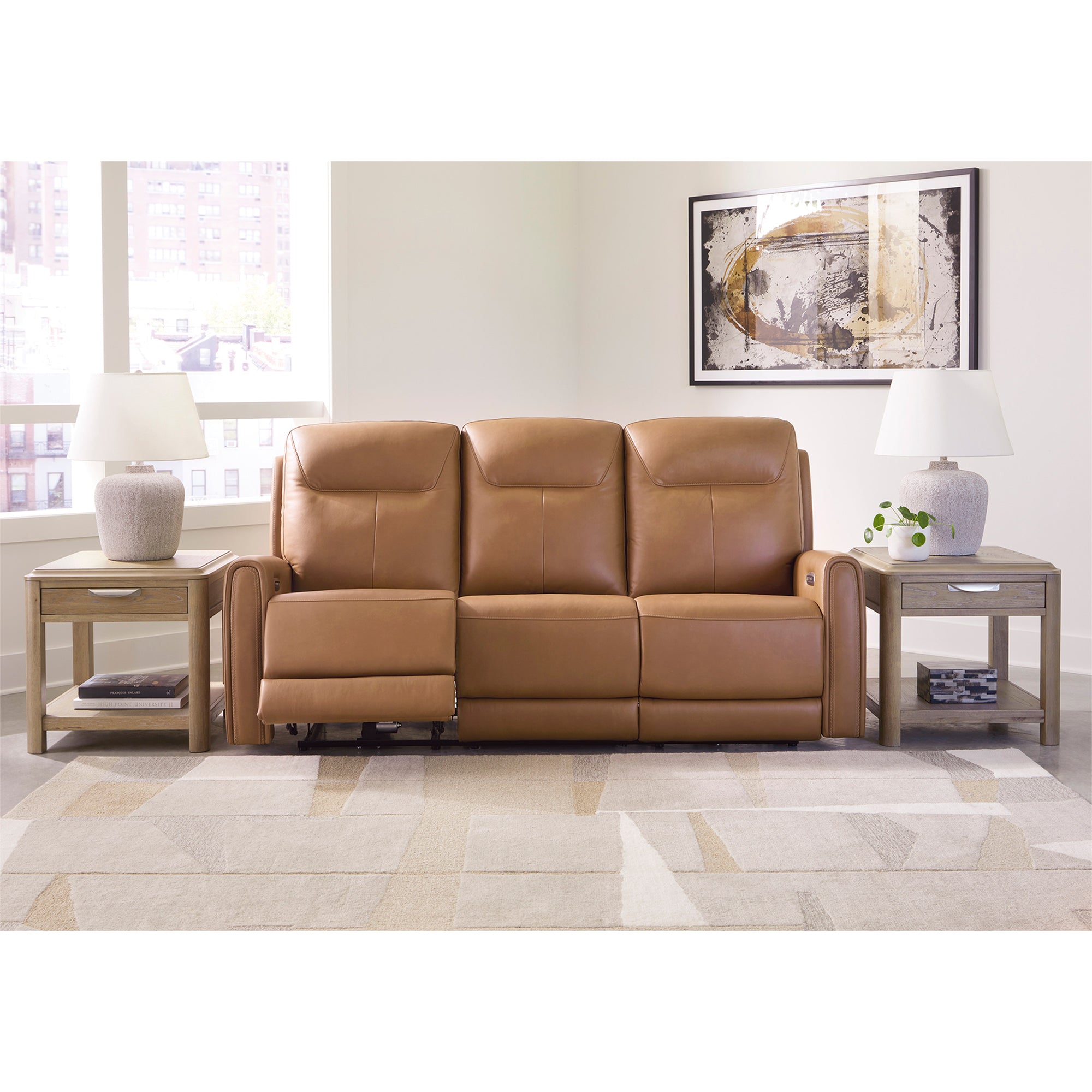 Tryanny Triple Power Leather Reclining Sofa and Loveseat