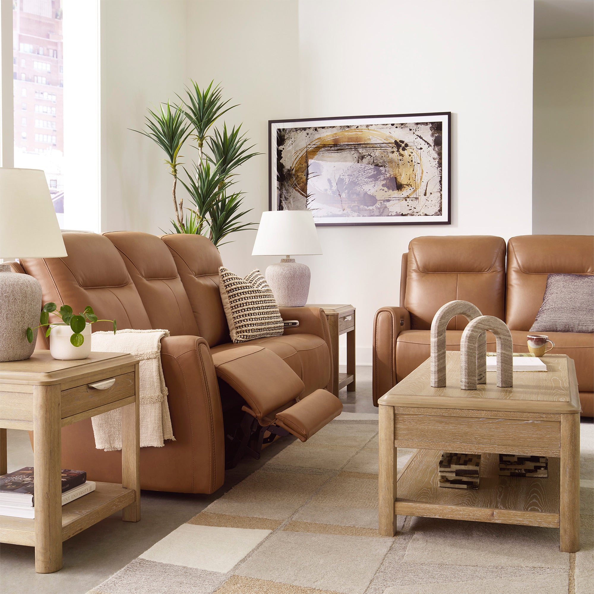 Tryanny Triple Power Leather Reclining Sofa and Loveseat