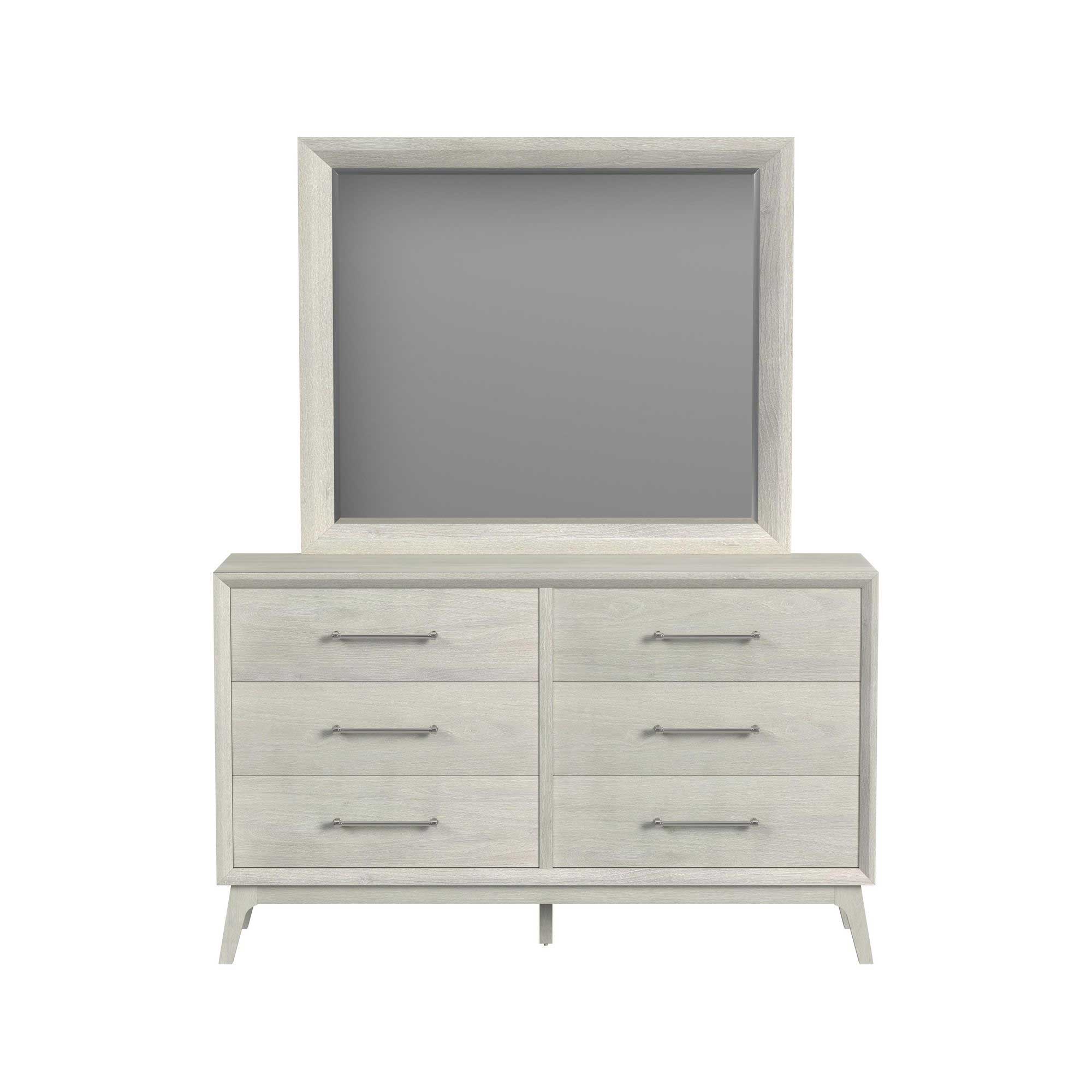 Westland Queen Upholstered Bed with Mirrored Dresser