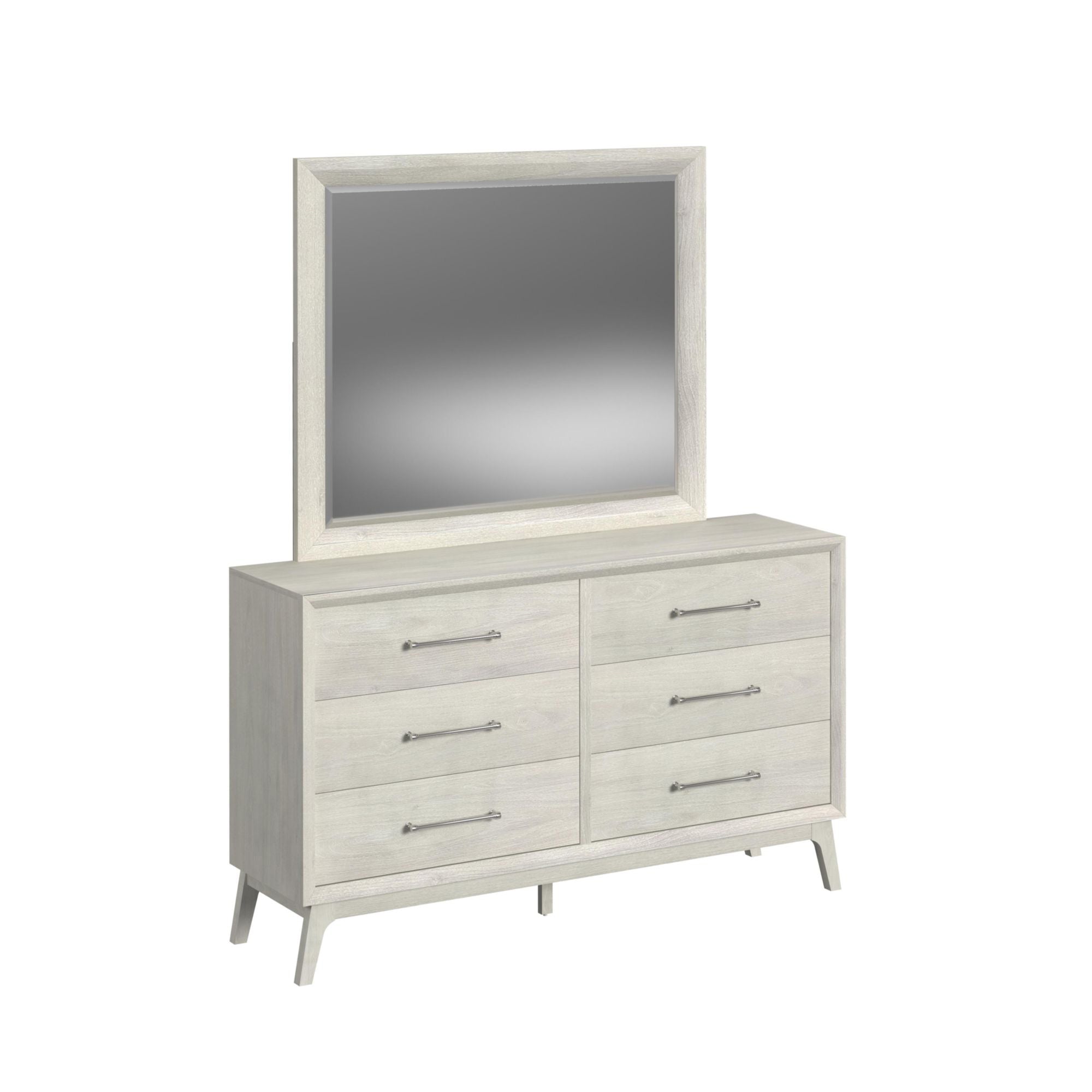 Westland Queen Upholstered Bed with Mirrored Dresser