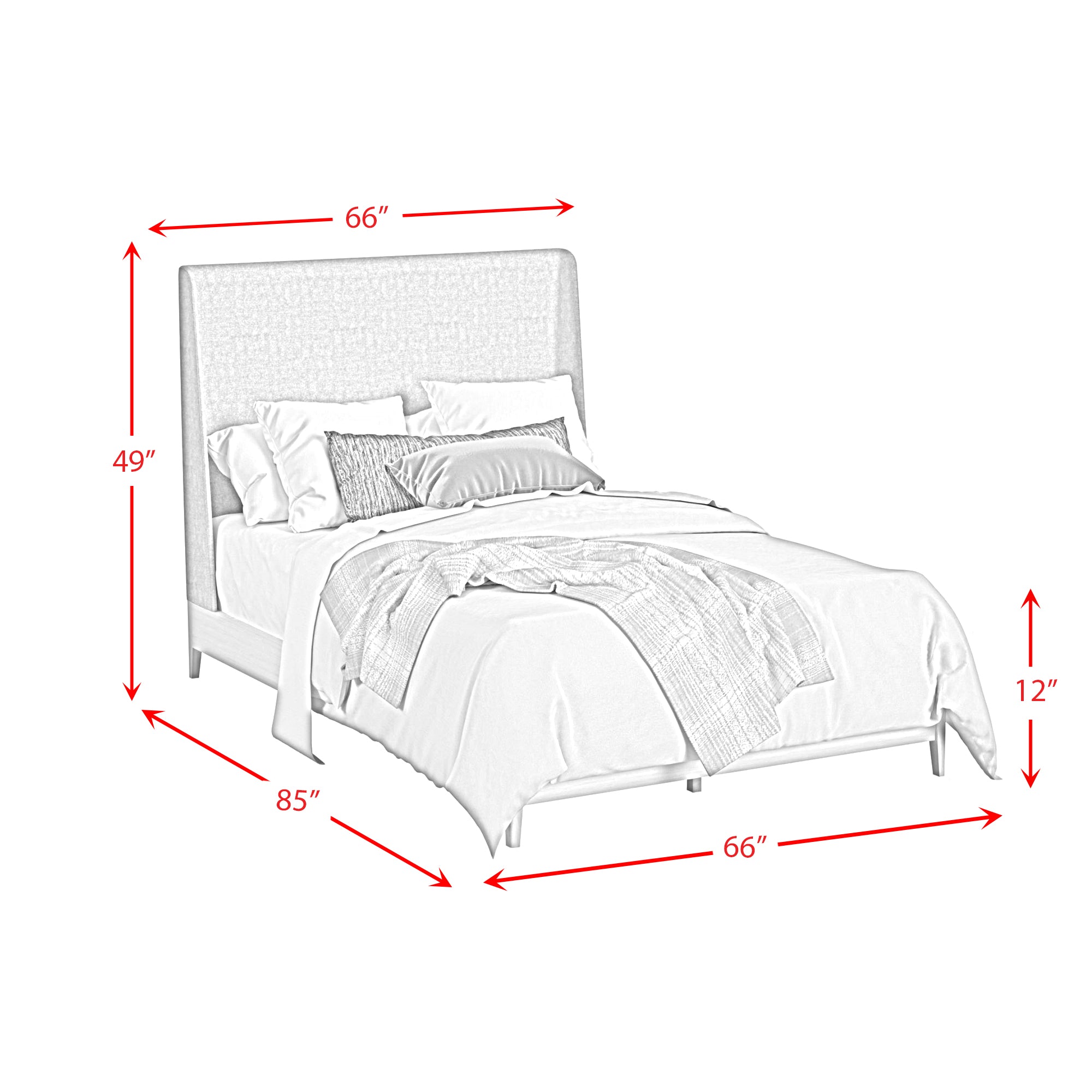 Westland Queen Upholstered Bed with Mirrored Dresser