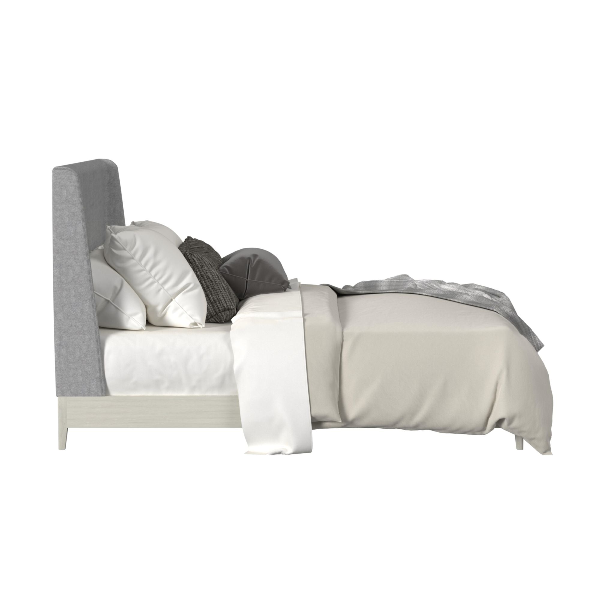 Westland Queen Upholstered Bed with Mirrored Dresser
