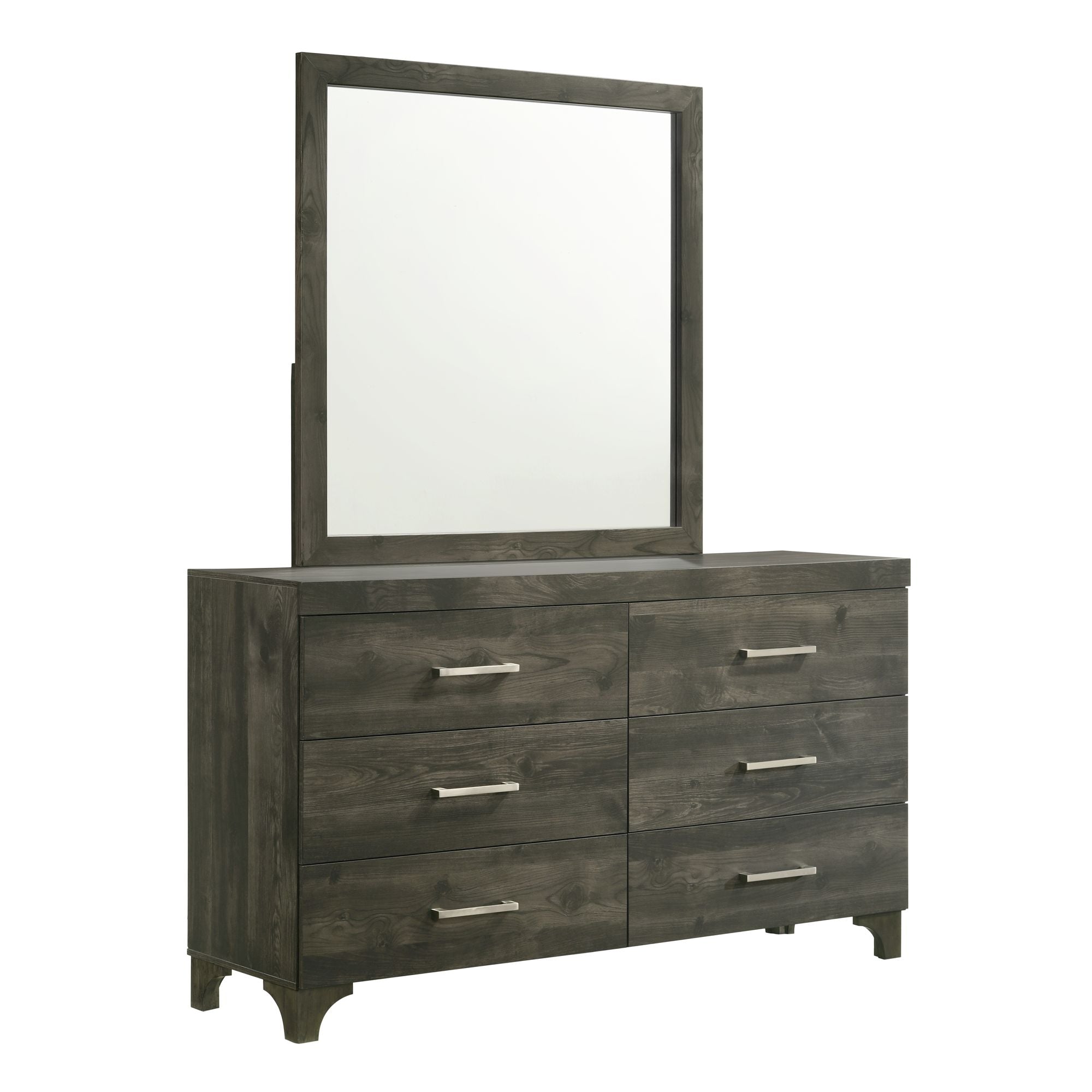 Zendaya Queen Panel Bed with Mirrored Dresser
