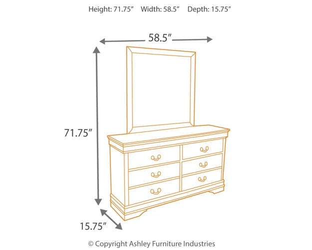 Alisdair Full Sleigh Bed with Mirrored Dresser