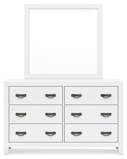 Binterglen California King Panel Bed with Mirrored Dresser