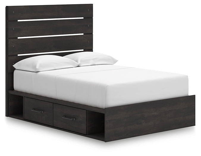Hollivern Full Panel Bed with Storage with Mirrored Dresser and Nightstand