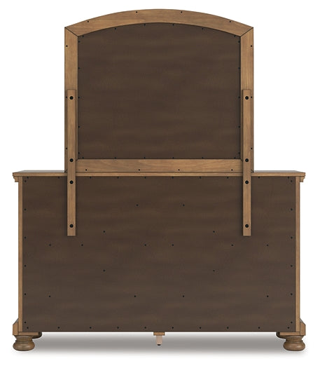 Feddinger Queen Storage Sleigh Bed with Mirrored Dresser and Chest