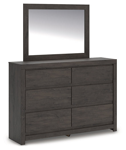 Fraluna King Panel Storage Bed with Mirrored Dresser and Chest