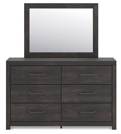 Hollivern Queen Panel Bed with Mirrored Dresser and Nightstand