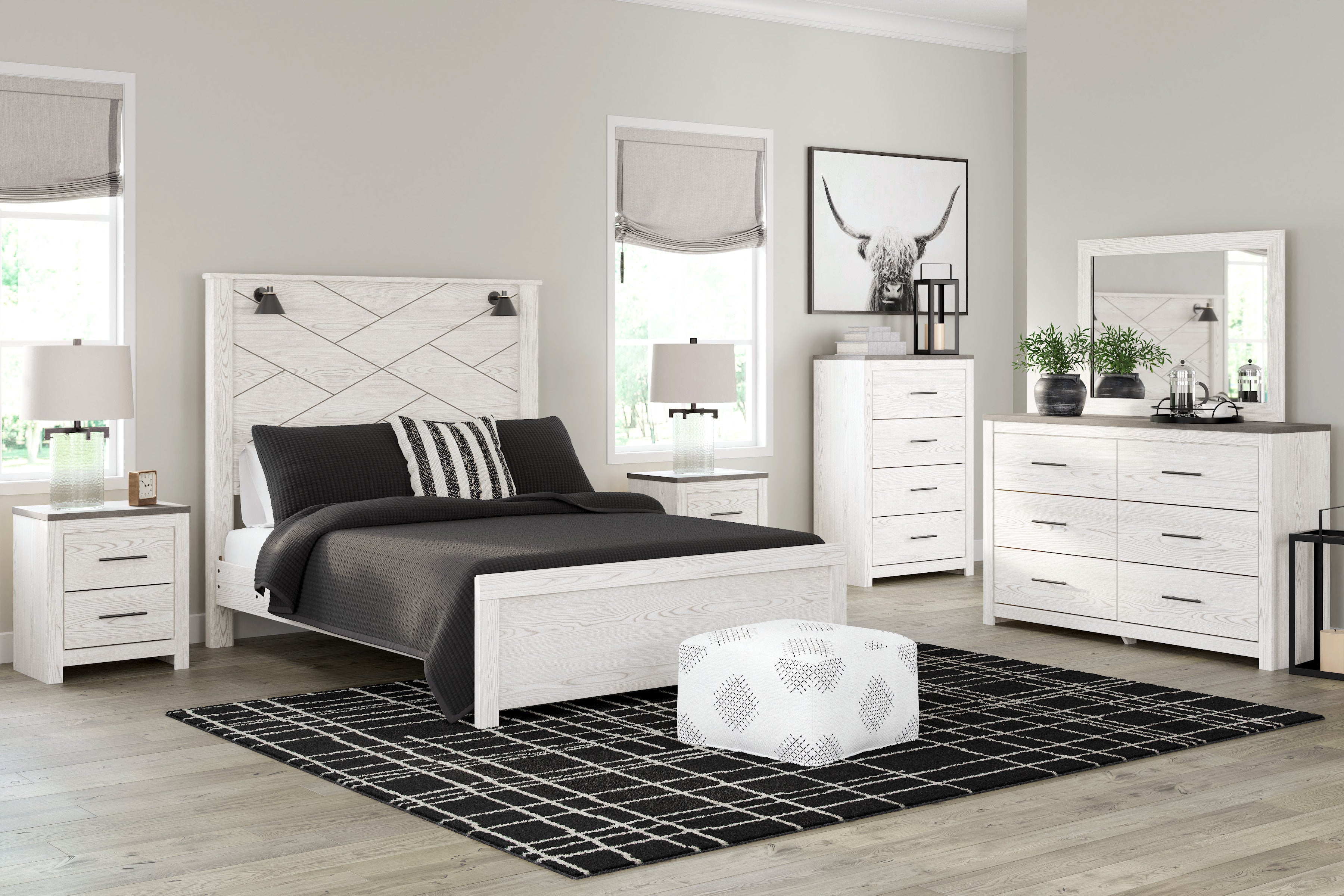 Gerridan Queen Panel Bed with Mirrored Dresser