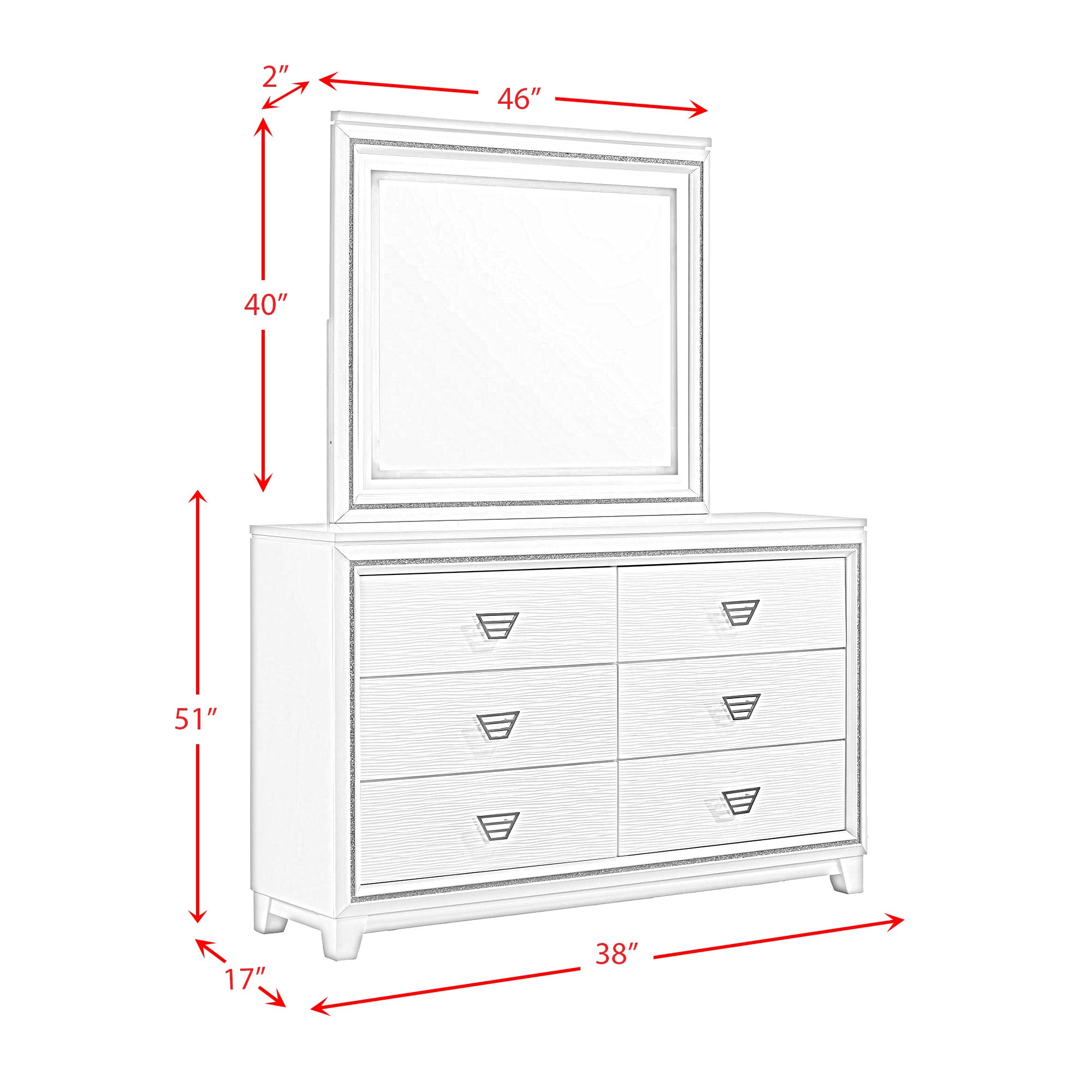 Moondance Queen Panel Bed with Mirrored Dresser