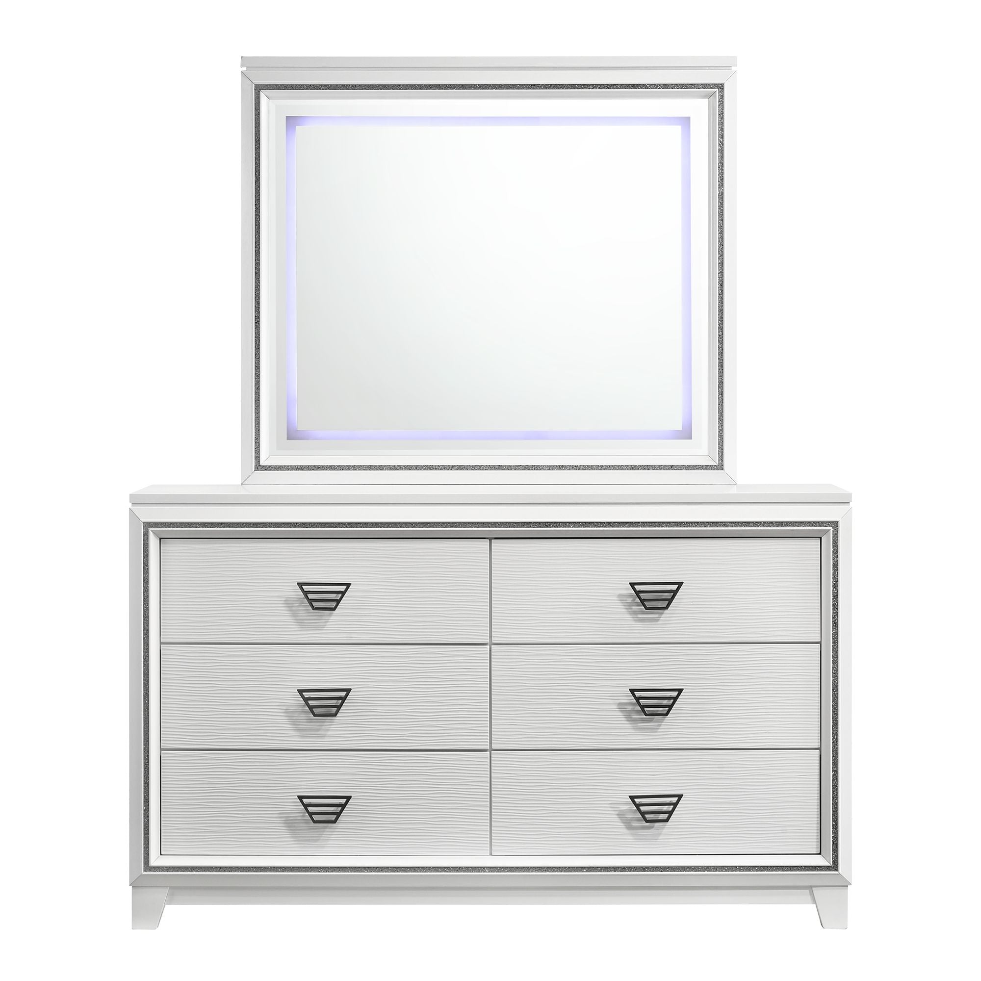 Moondance Queen Panel Bed with Mirrored Dresser