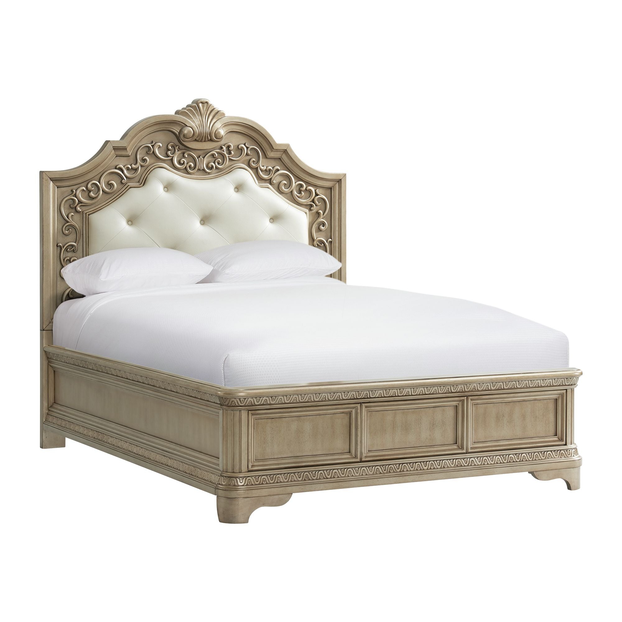 Vincenza Queen Panel Bed with Mirrored Dresser