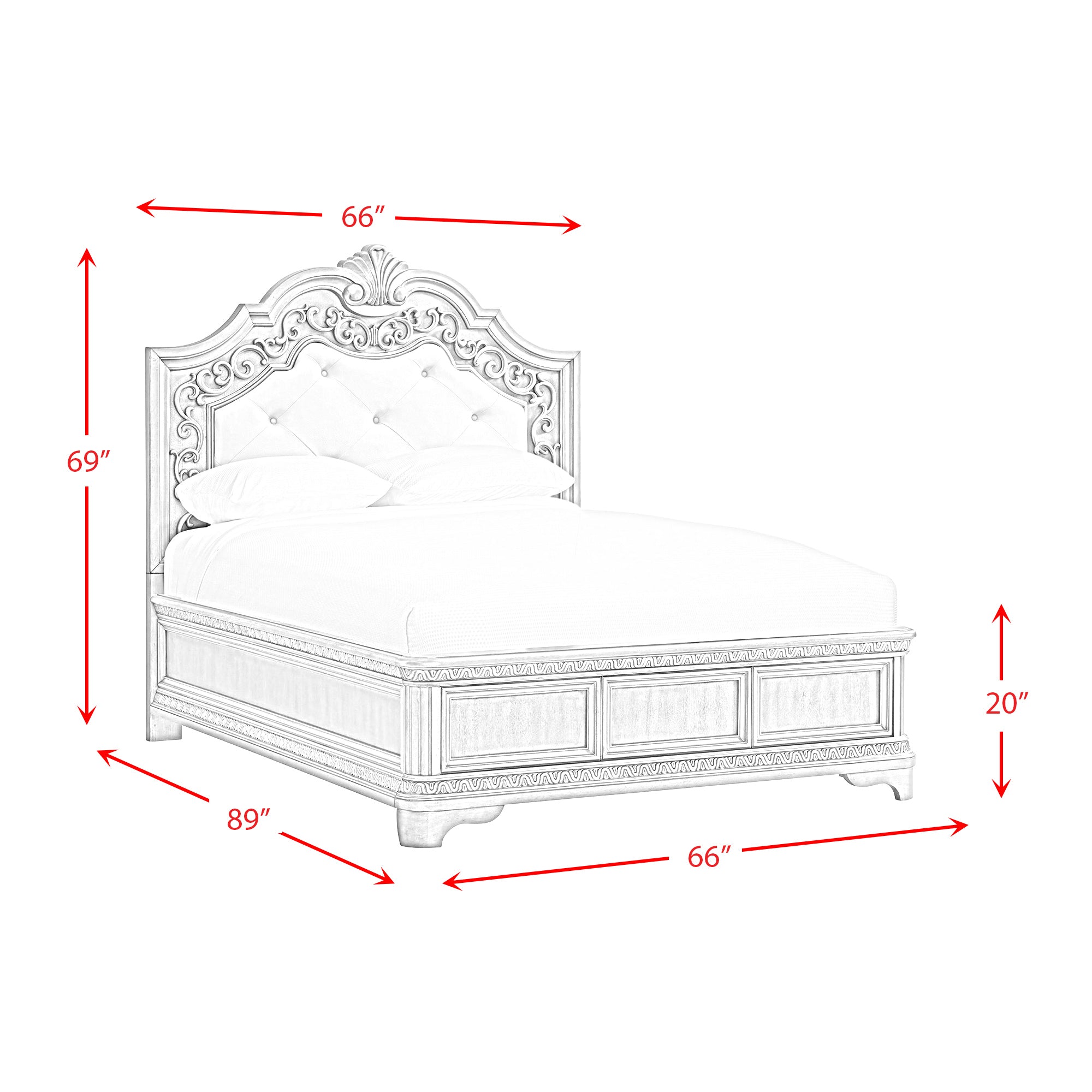 Vincenza Queen Panel Bed with Mirrored Dresser