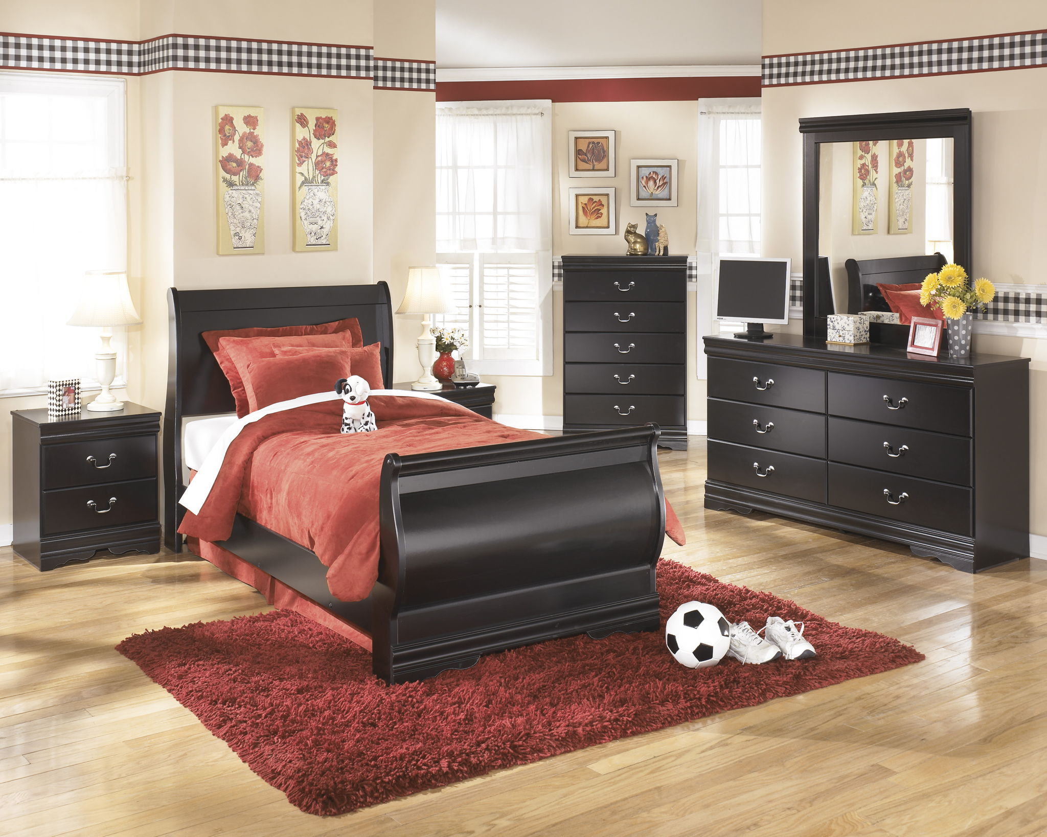 Huey Black Vineyard Twin Sleigh Bed