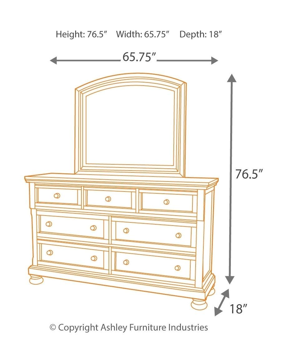 Porter King Sleigh Bed with Mirrored Dresser