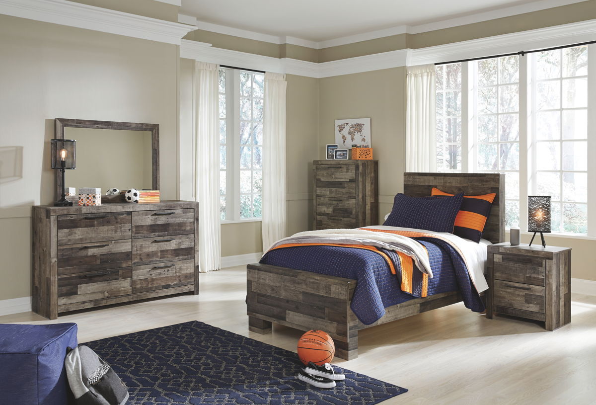 Derekson Twin Gray Panel Bed