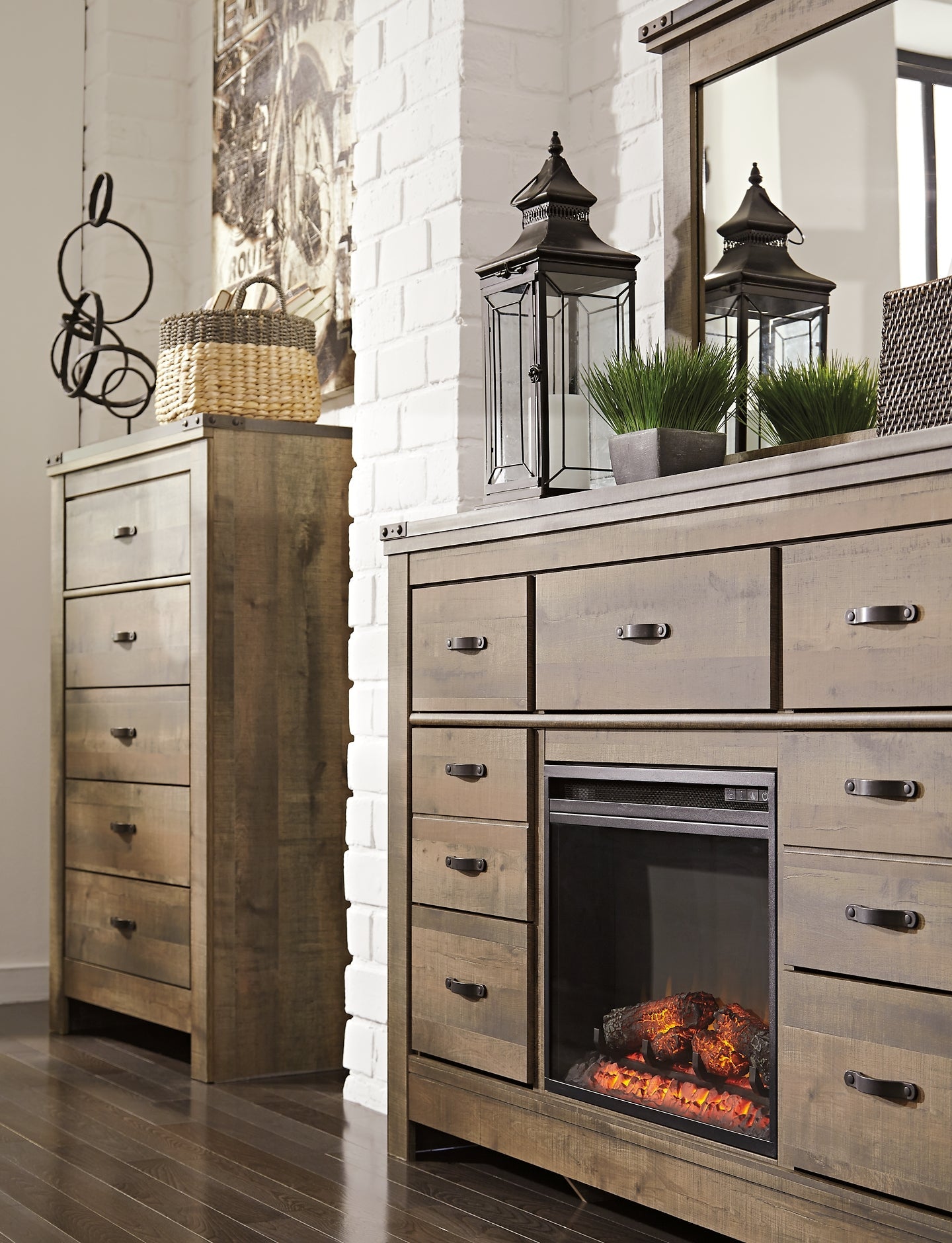 Trinell Dresser with Fireplace Option