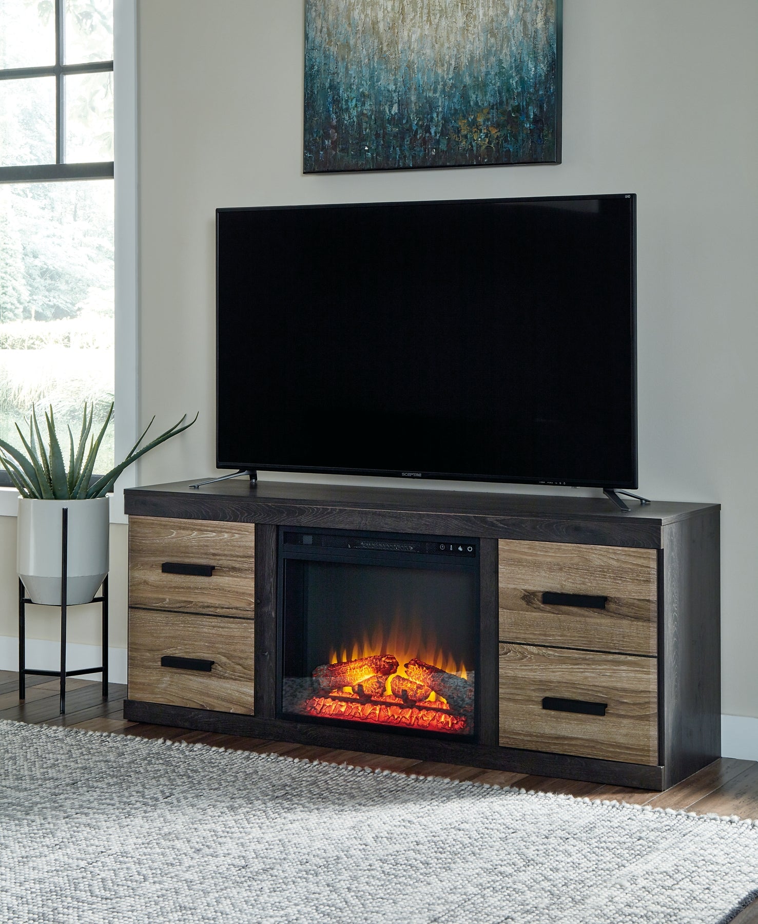 Harlinton 63" TV Stand with Electric Fireplace