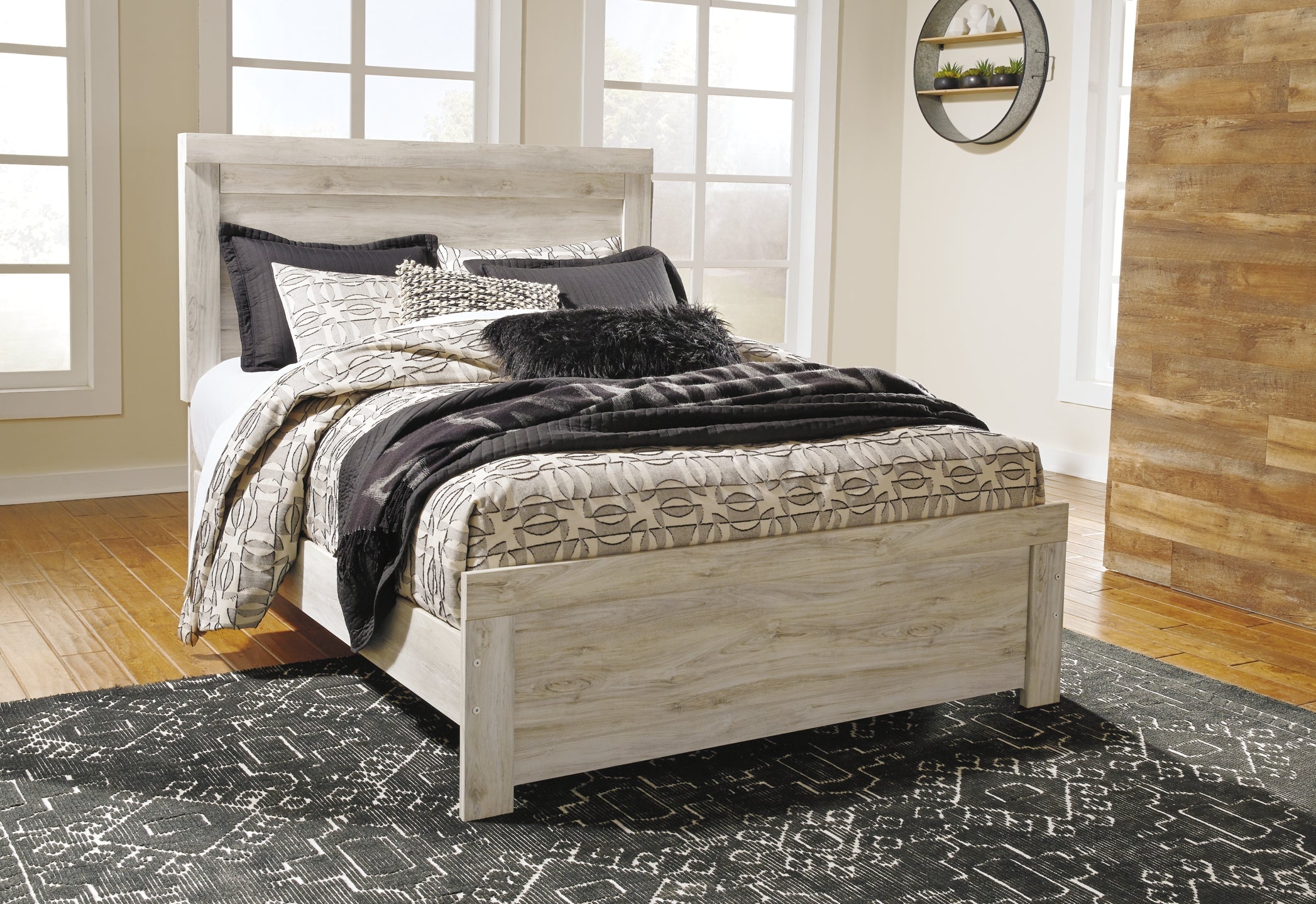 Bellaby Queen Panel Bed with Mirrored Dresser