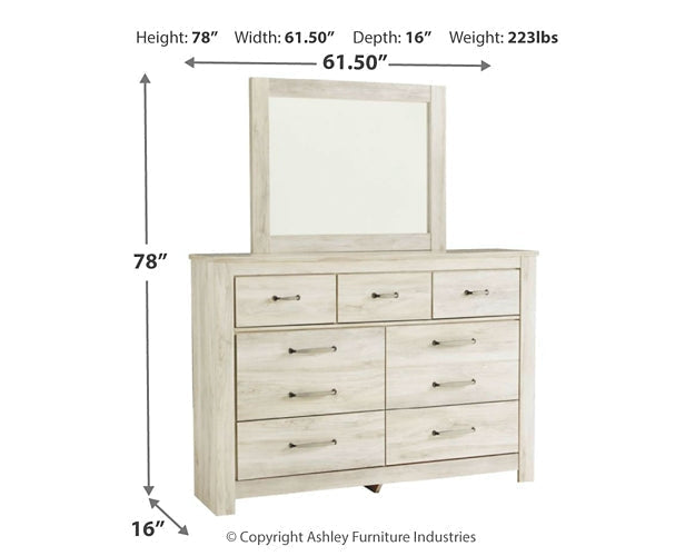 Bellaby Queen Panel Bed with Mirrored Dresser