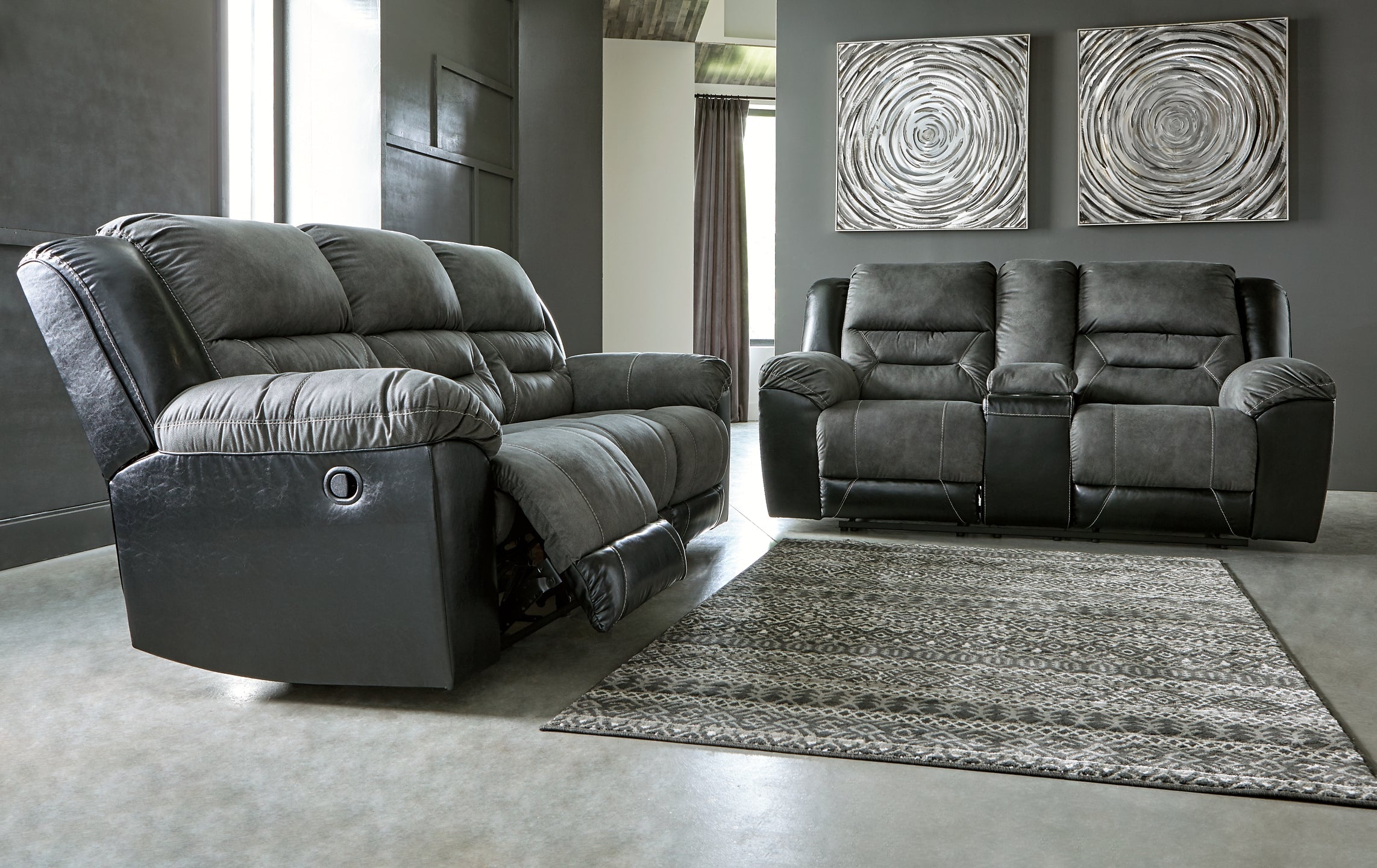 Earhart Manual Reclining Sofa and Loveseat