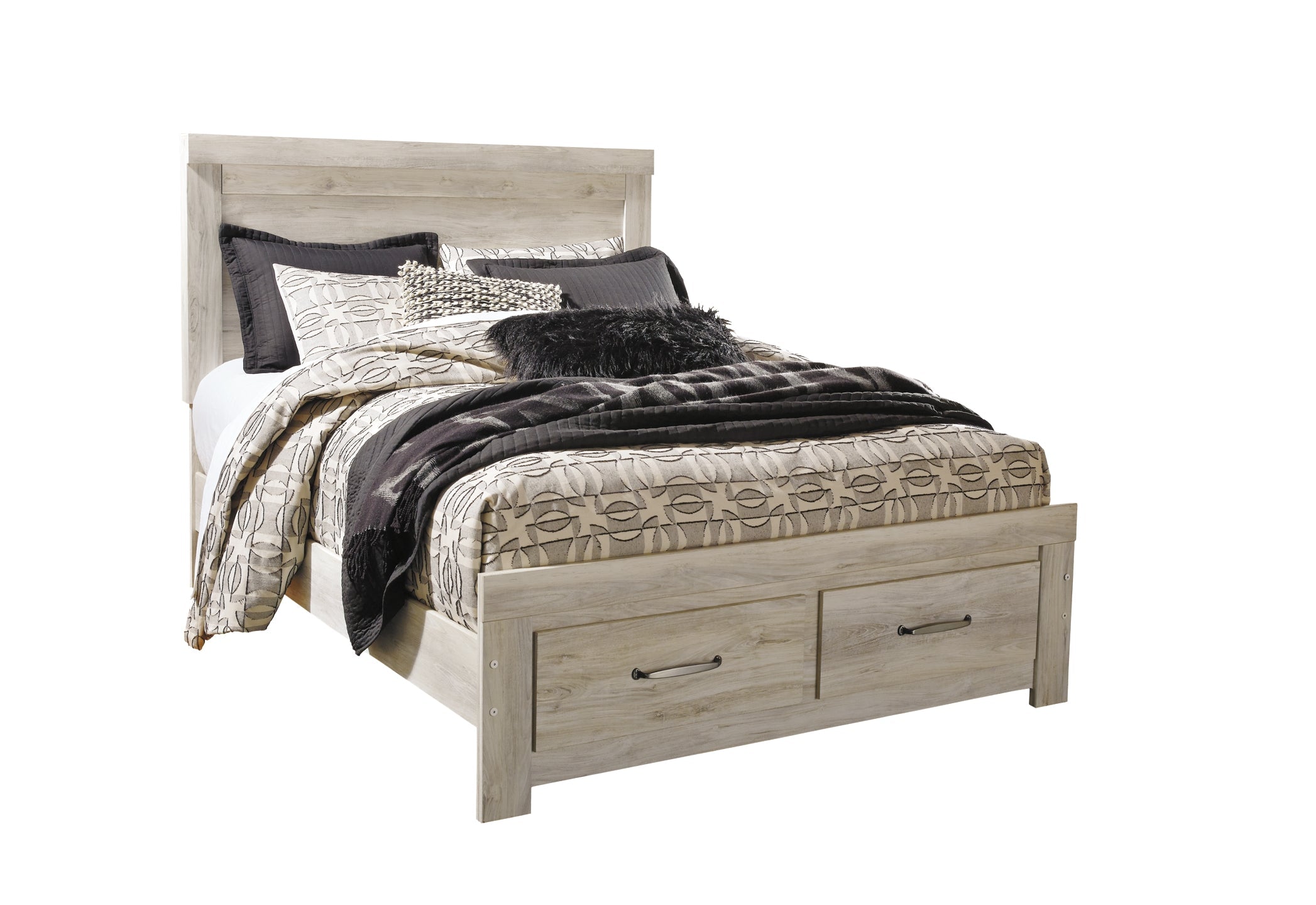 Bellaby Queen Platform Bed with 2 Storage Drawers with Mirrored Dresser