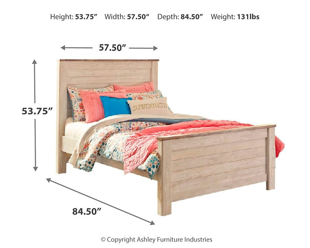 Willowton Full Panel Bed with Mirrored Dresser