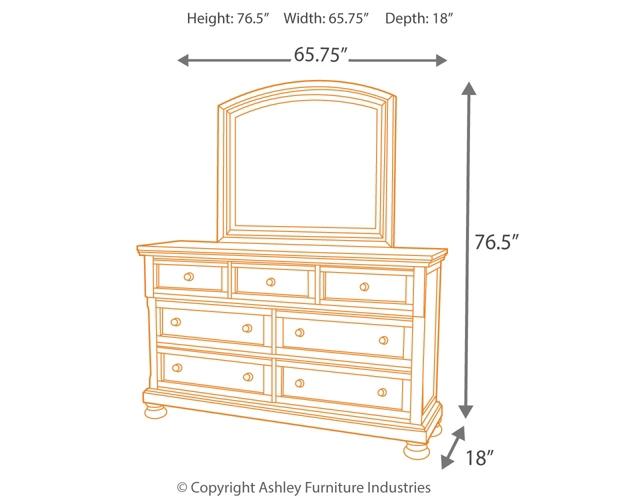 Porter Queen Sleigh Bed with Mirrored Dresser