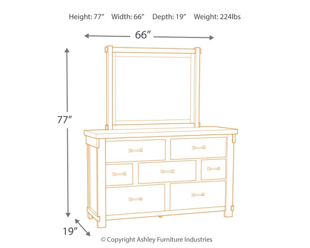 Brashland King Panel Bed with Mirrored Dresser