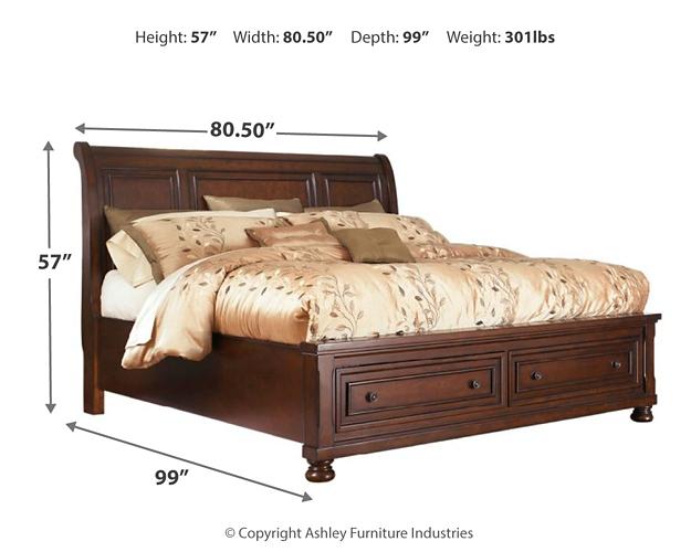 Porter Queen Sleigh Bed with Mirrored Dresser