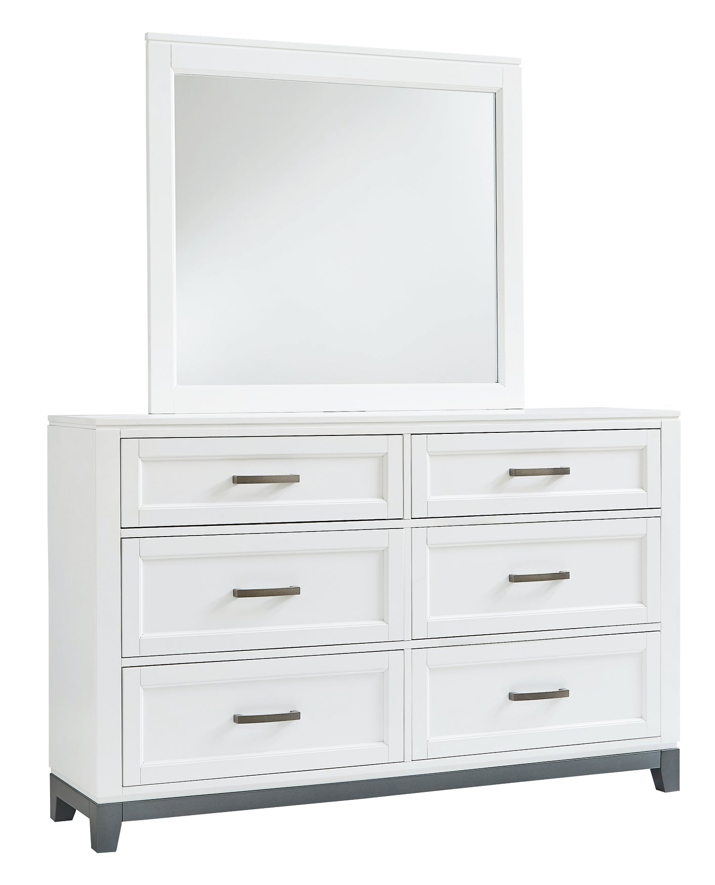 Brynburg King Panel Bed with 2 Storage Drawers with Mirrored Dresser