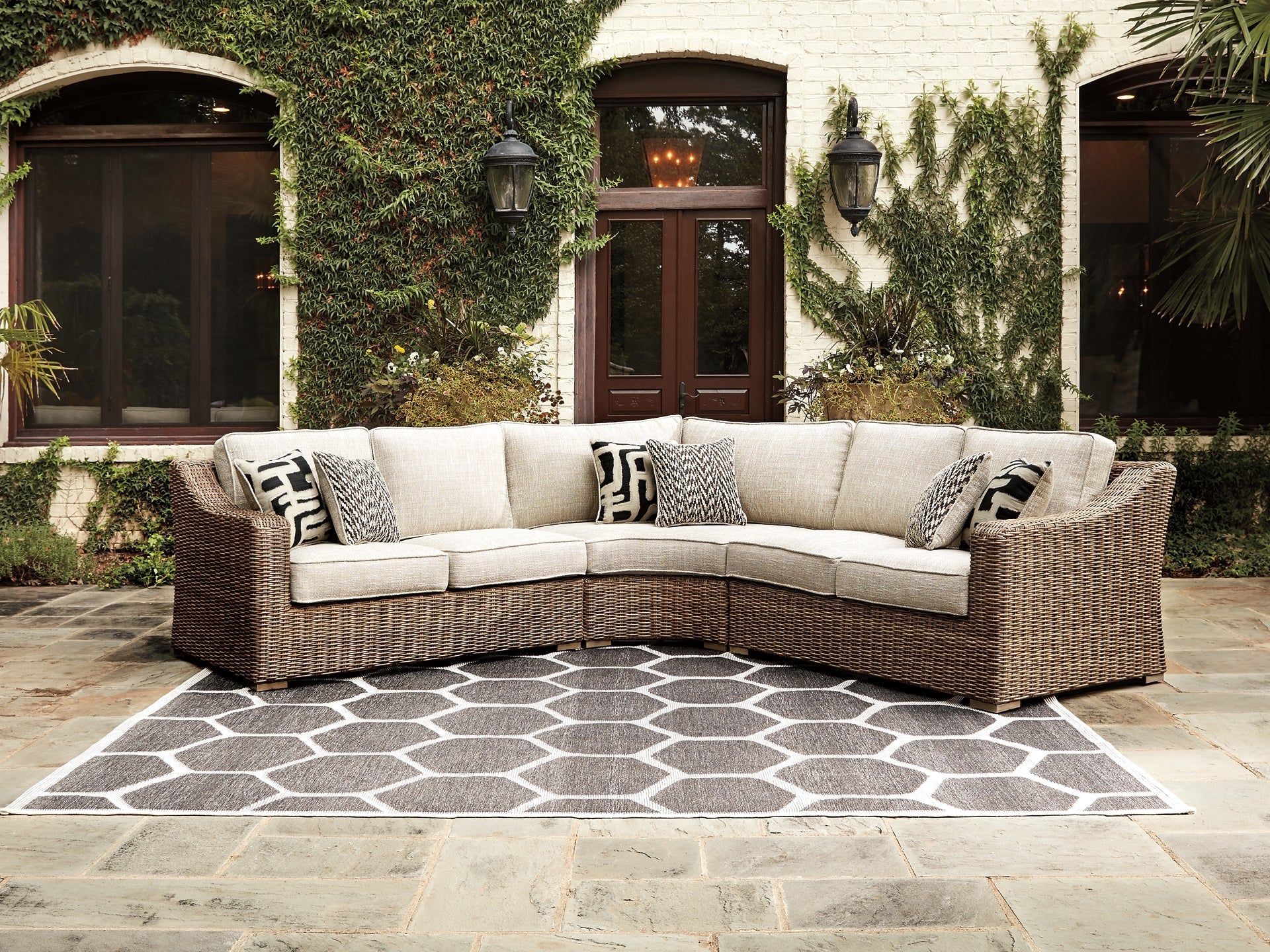 Beachcroft 3-Piece Outdoor Sectional with Chair and Coffee Table