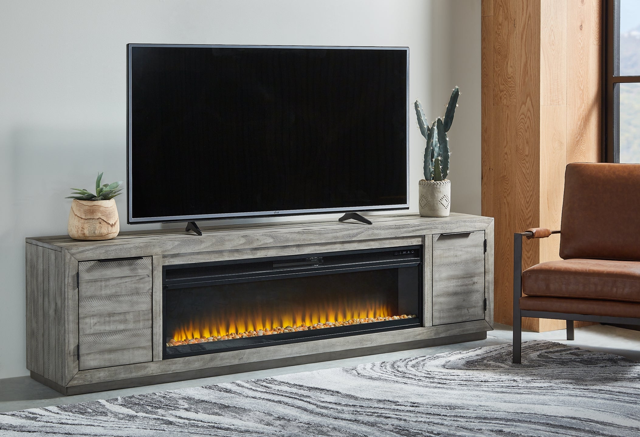 Naydell 92" TV Stand with Electric Fireplace